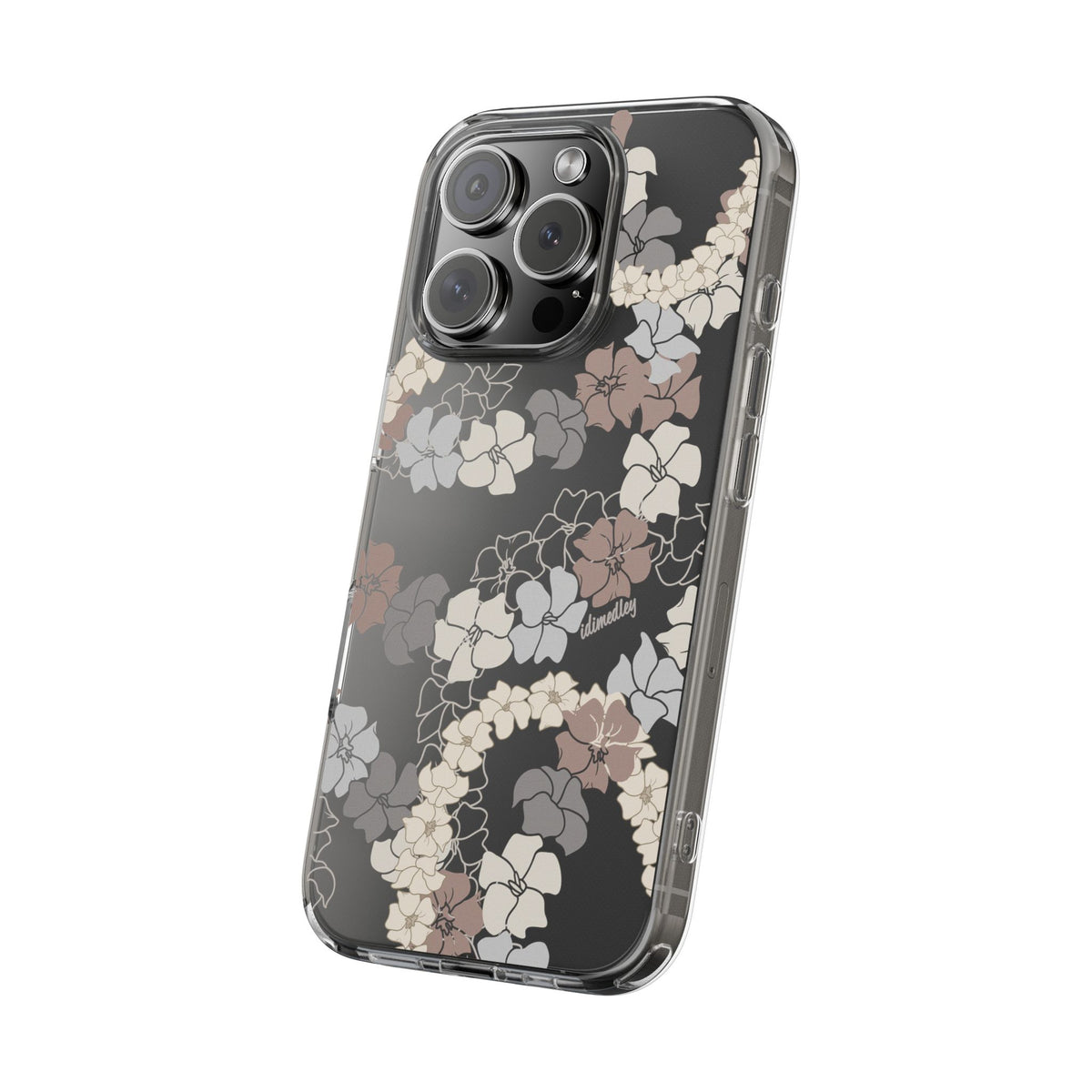 Puakenikeni En Face Flower Leis (Brown and Gray Neutrals) CLEAR Case