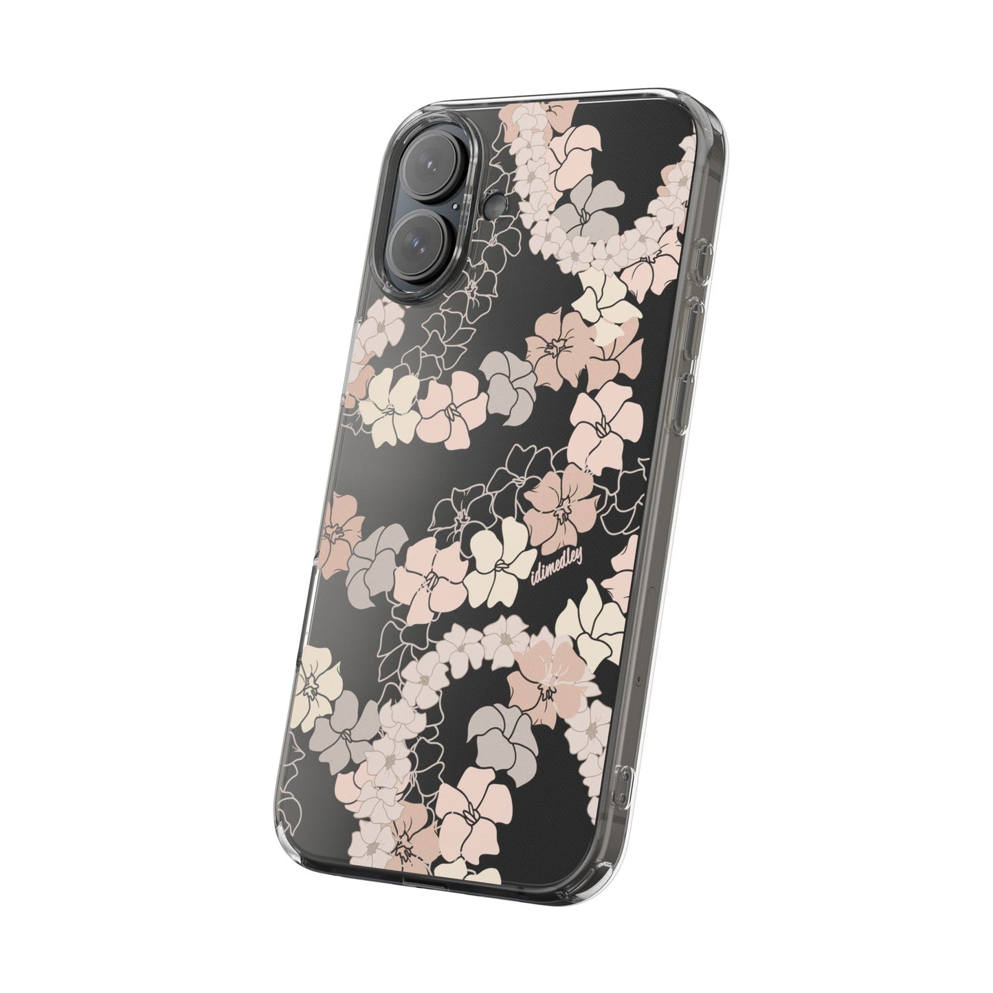 Puakenikeni En Face Flower Leis (Peachy Pinks) CLEAR Case