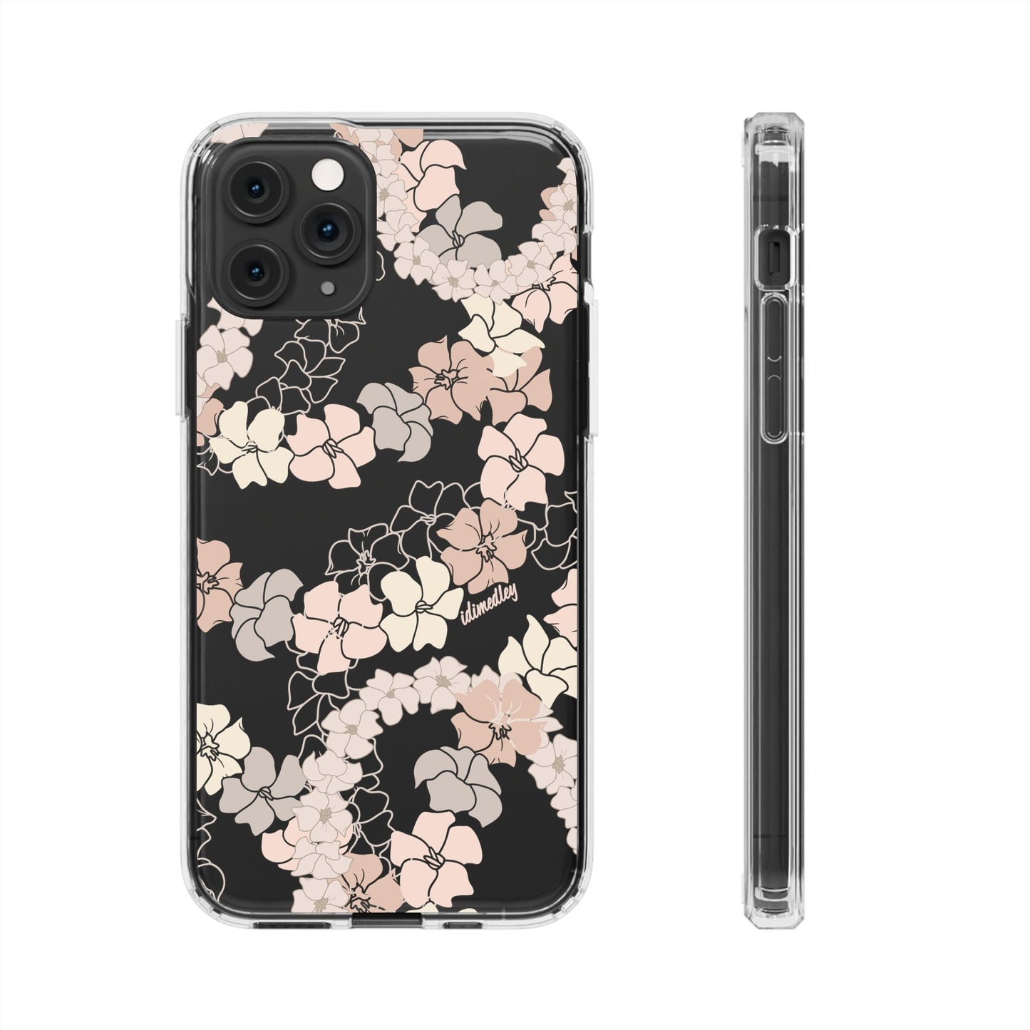 Puakenikeni En Face Flower Leis (Peachy Pinks) CLEAR Case