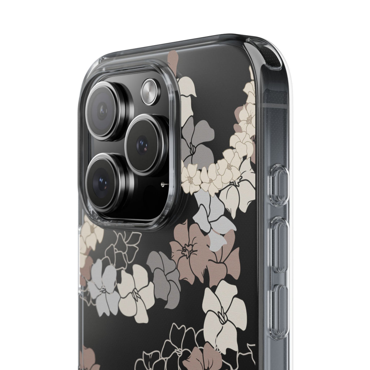 Puakenikeni En Face Flower Leis (Brown and Gray Neutrals) CLEAR Case