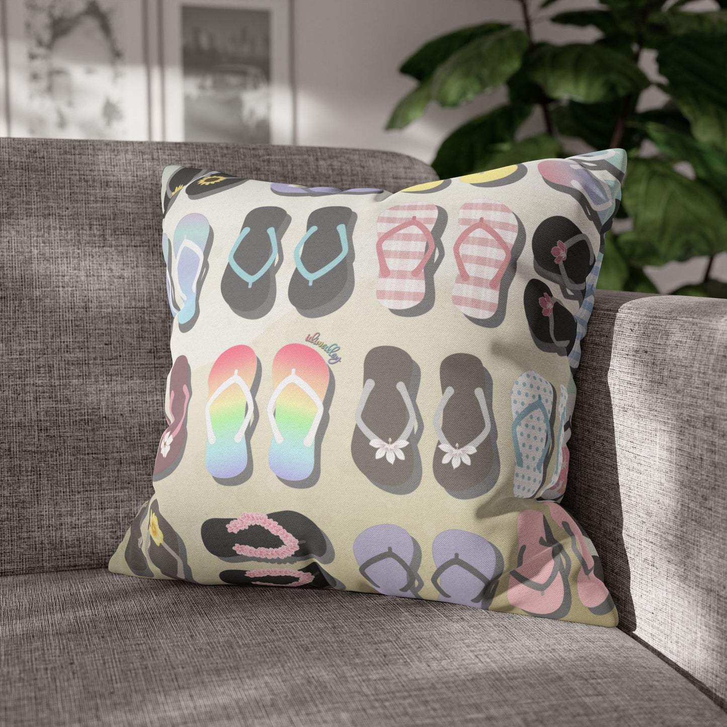 Throw Pillow Cover- Sandy Pua Toes in My Rubbah Slippahs