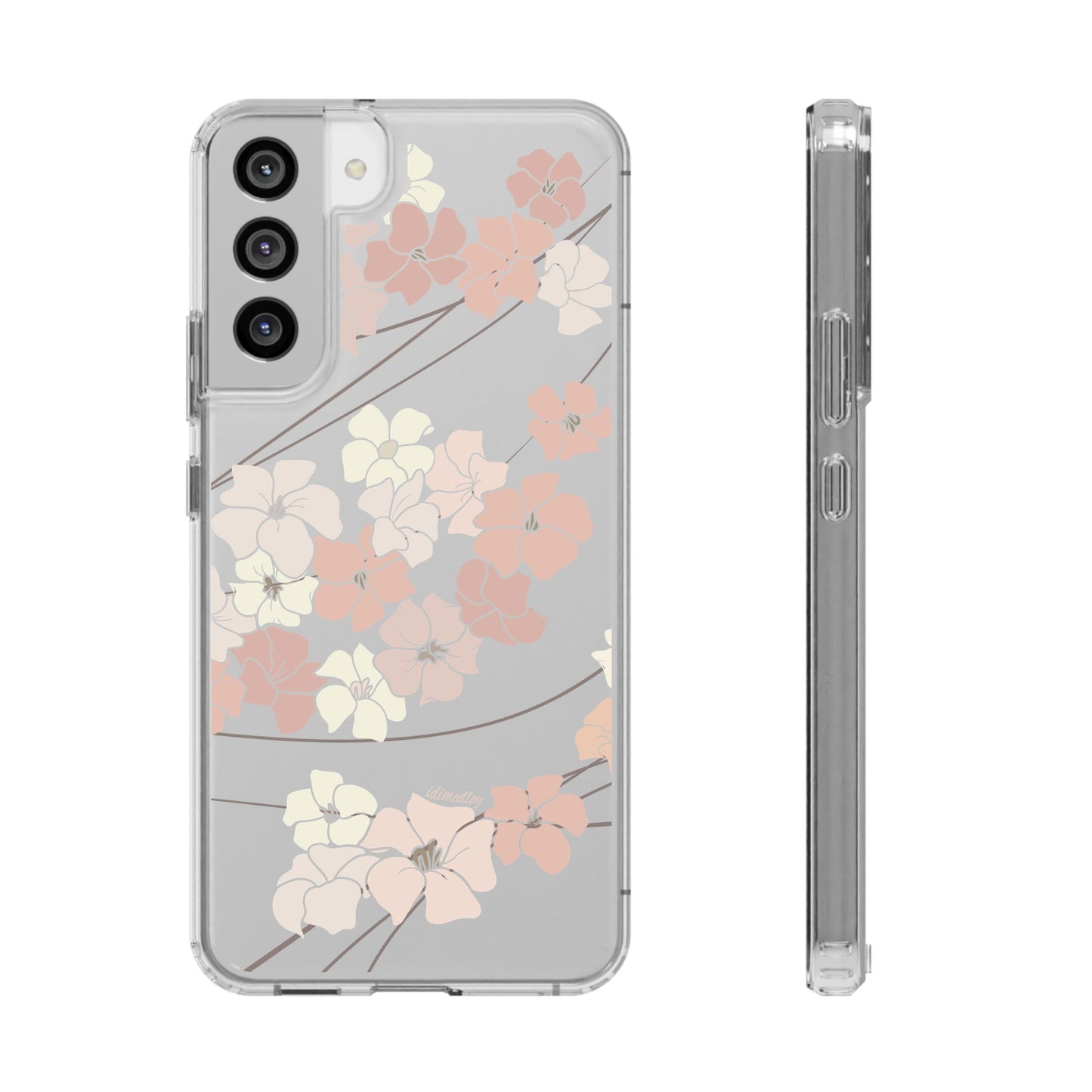 Puakenikeni En Face Flower Swirls in Peachy Pinks CLEAR Case