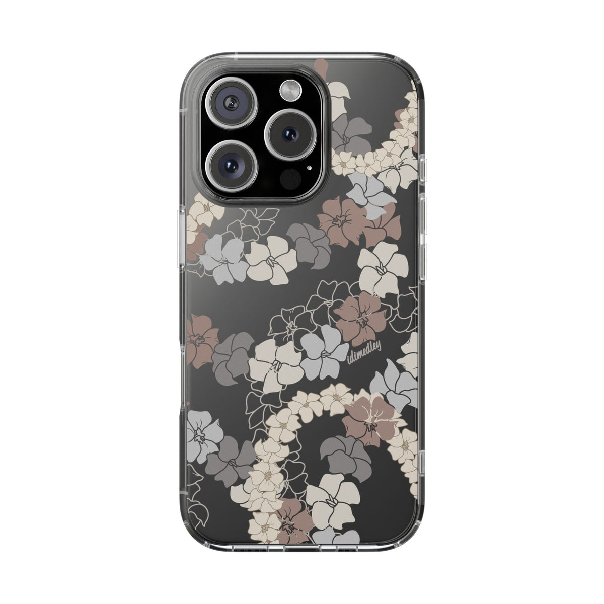 Puakenikeni En Face Flower Leis (Brown and Gray Neutrals) CLEAR Case