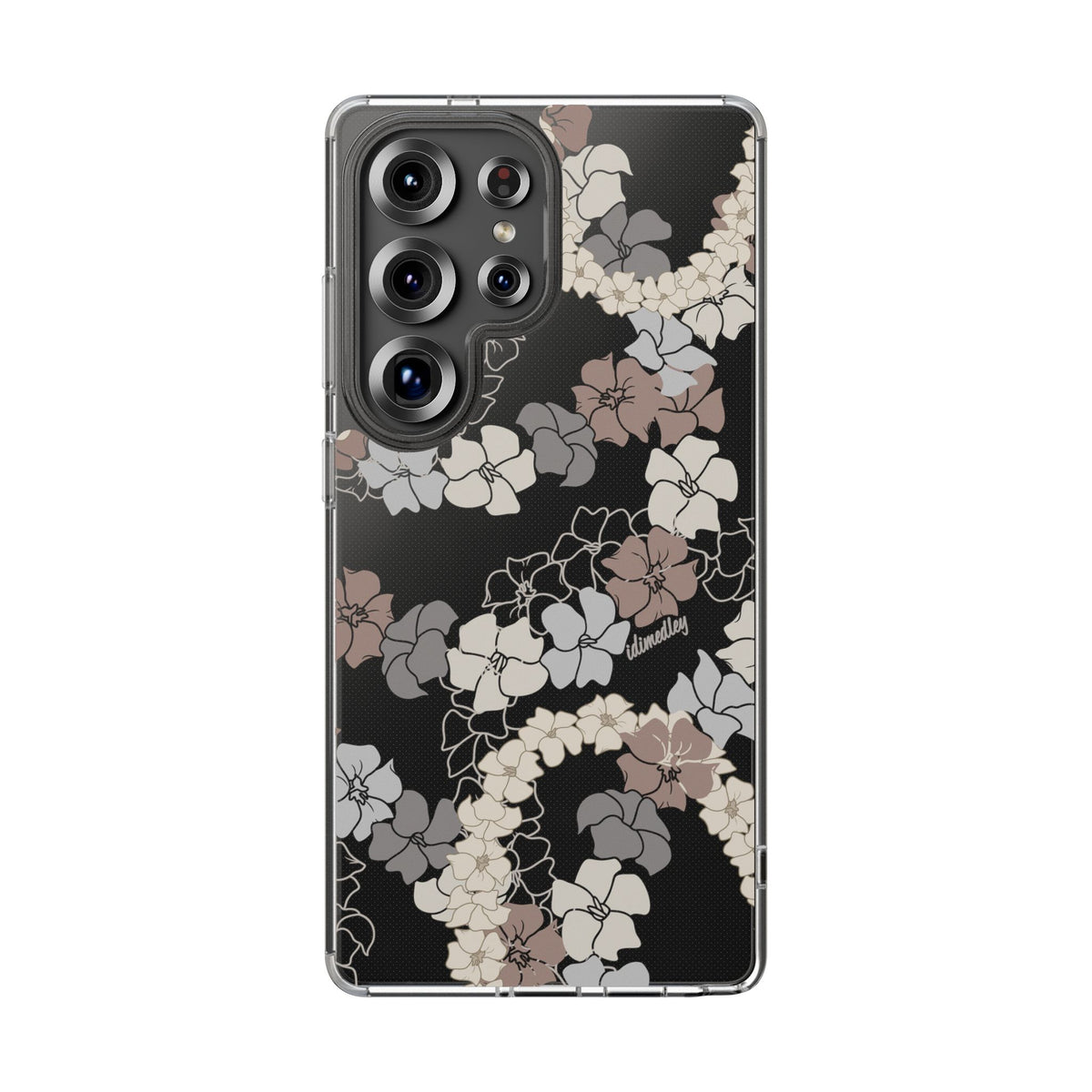 Puakenikeni En Face Flower Leis (Brown and Gray Neutrals) CLEAR Case