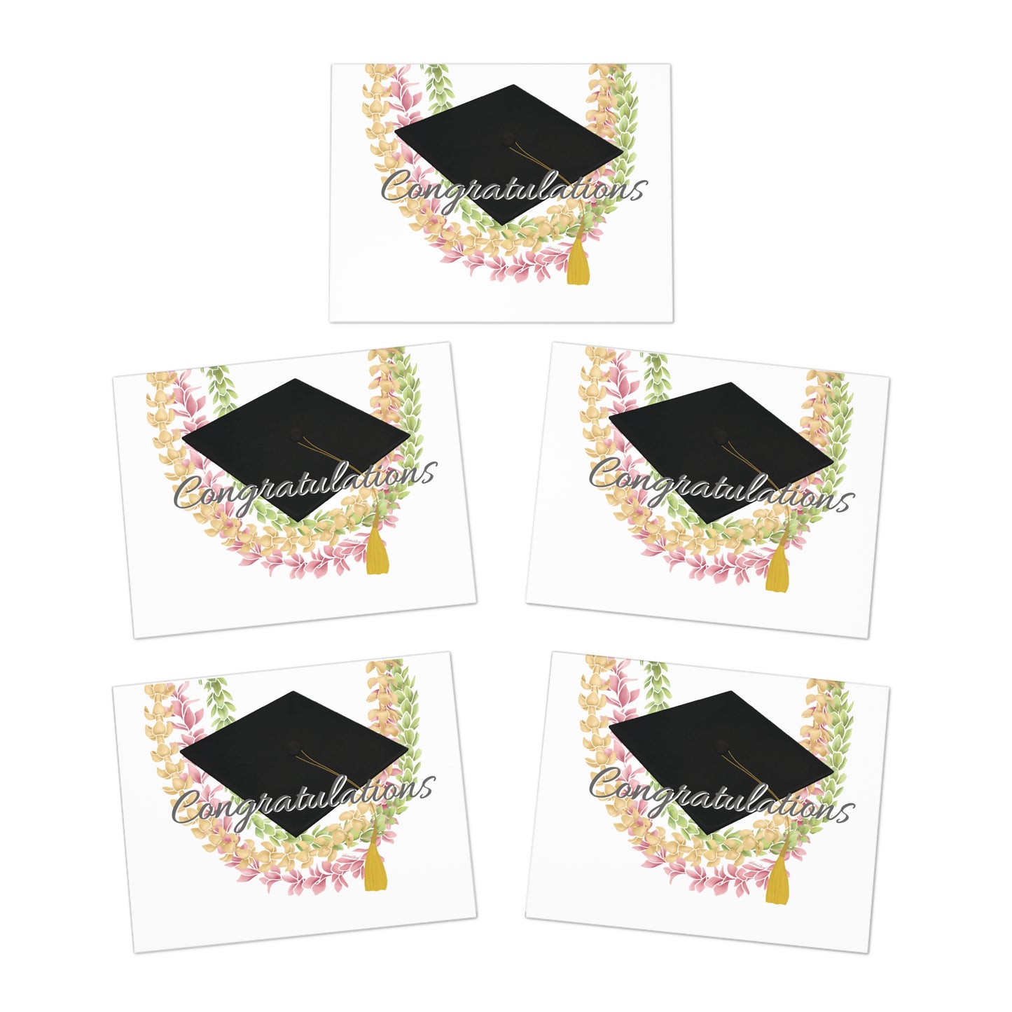 Greeting Cards (5 Pack)- Congratulations Graduate Pakalana, Pikake, Puakenikeni Leis