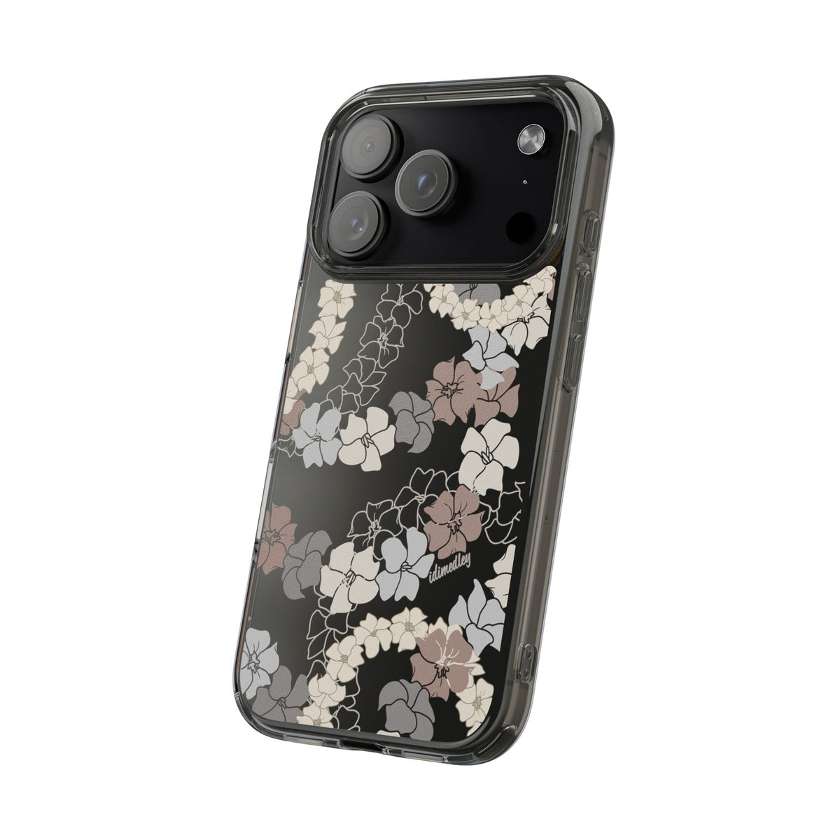 Puakenikeni En Face Flower Leis (Brown and Gray Neutrals) CLEAR Case
