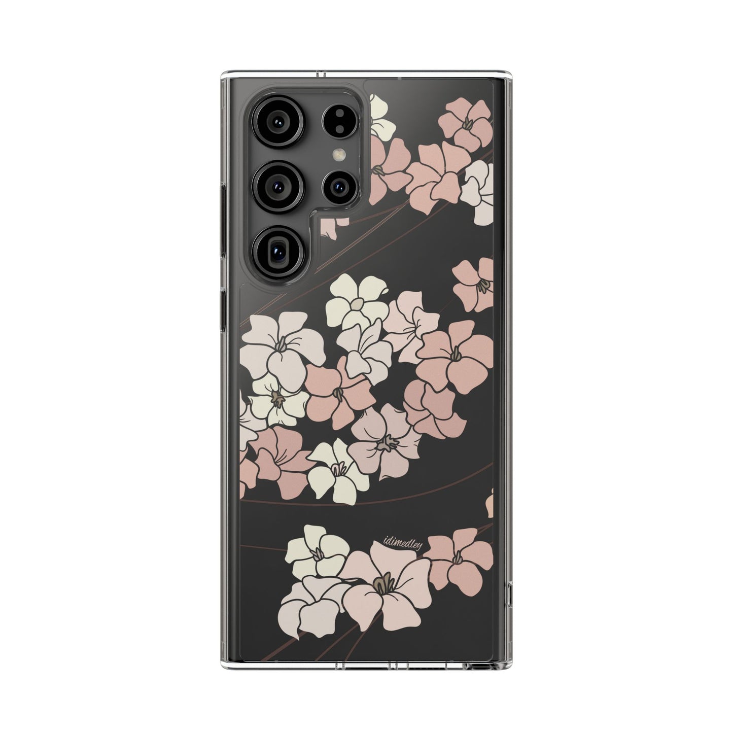 Puakenikeni En Face Flower Swirls in Peachy Pinks CLEAR Case