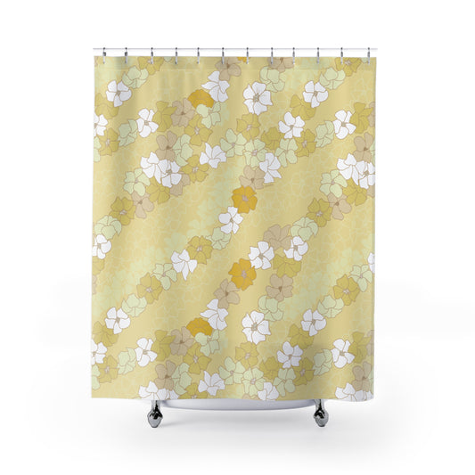 Shower Curtain- Puakenikeni En Face Flower Leis (Yellow)