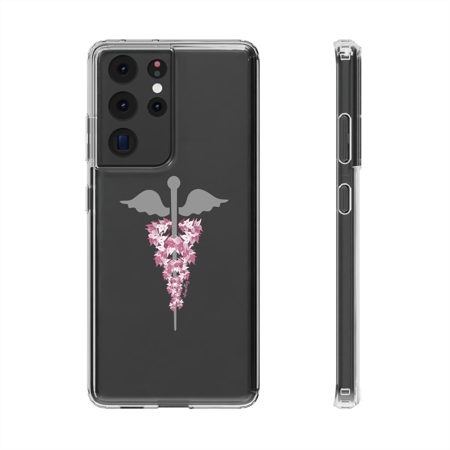 Caduceus Medical Symbol with Pink Maile Lei CLEAR Case