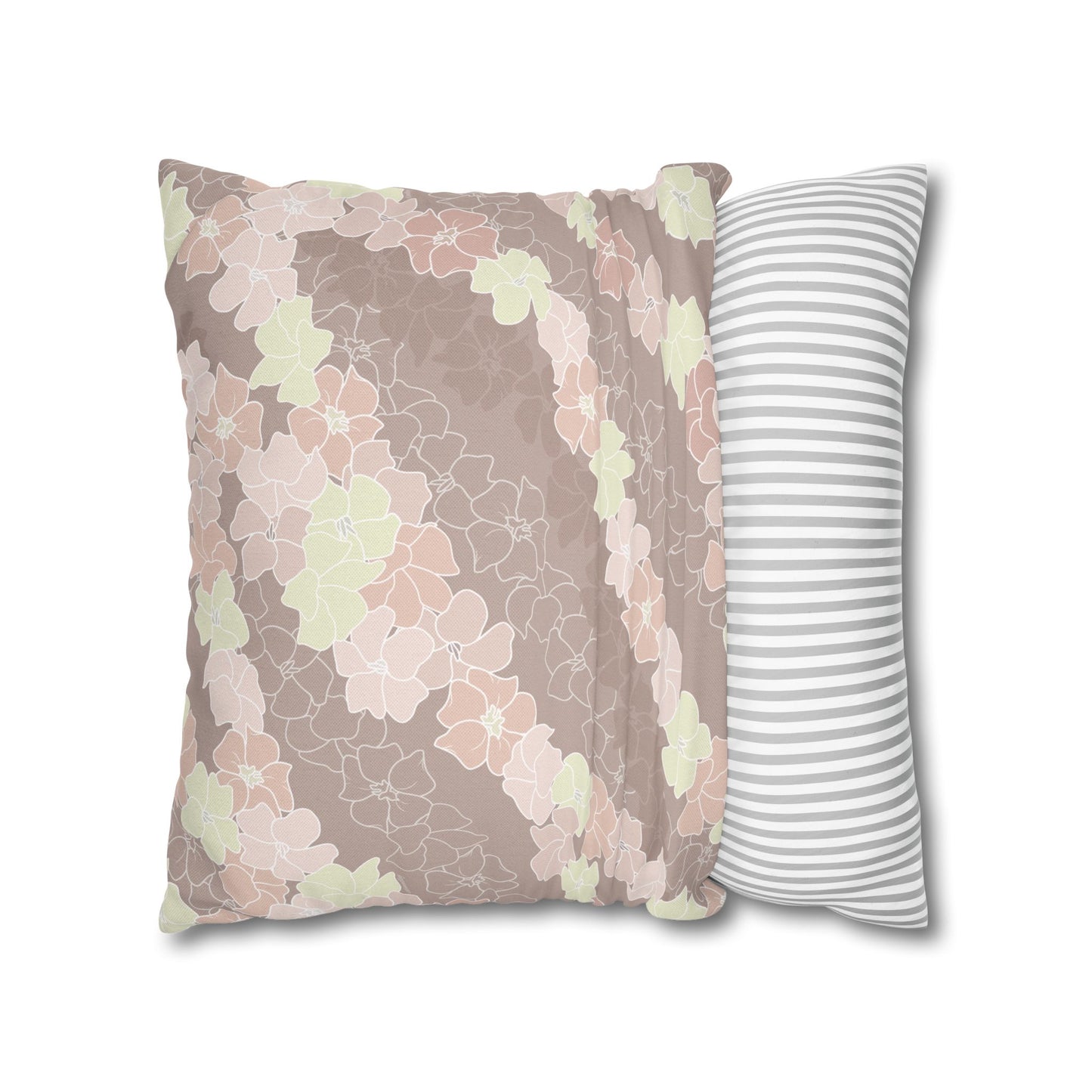 Pillow Case- Puakenikeni En Face Flower Leis in Neutral Peaches