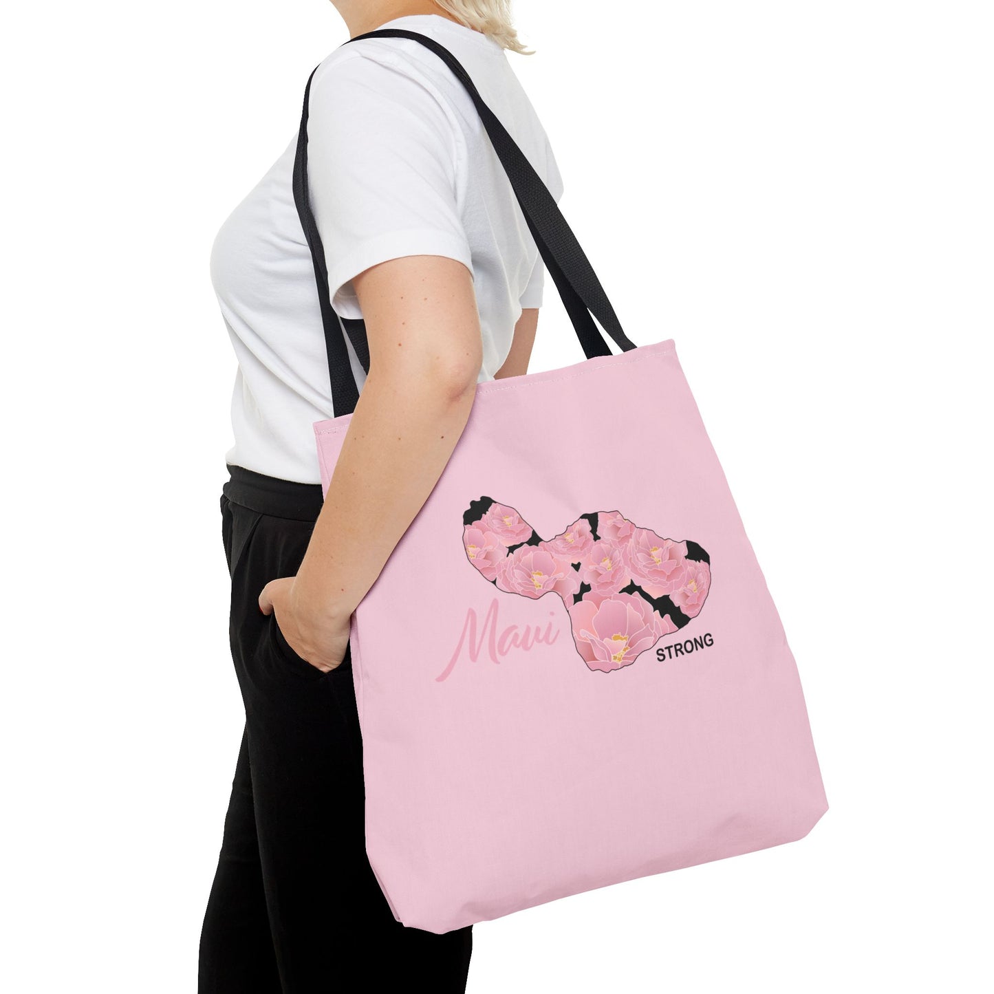 Tote bag- Maui Strong Lokelani Island Pink and Black, Proceeds Donated for Lahaina Wildfire Relief