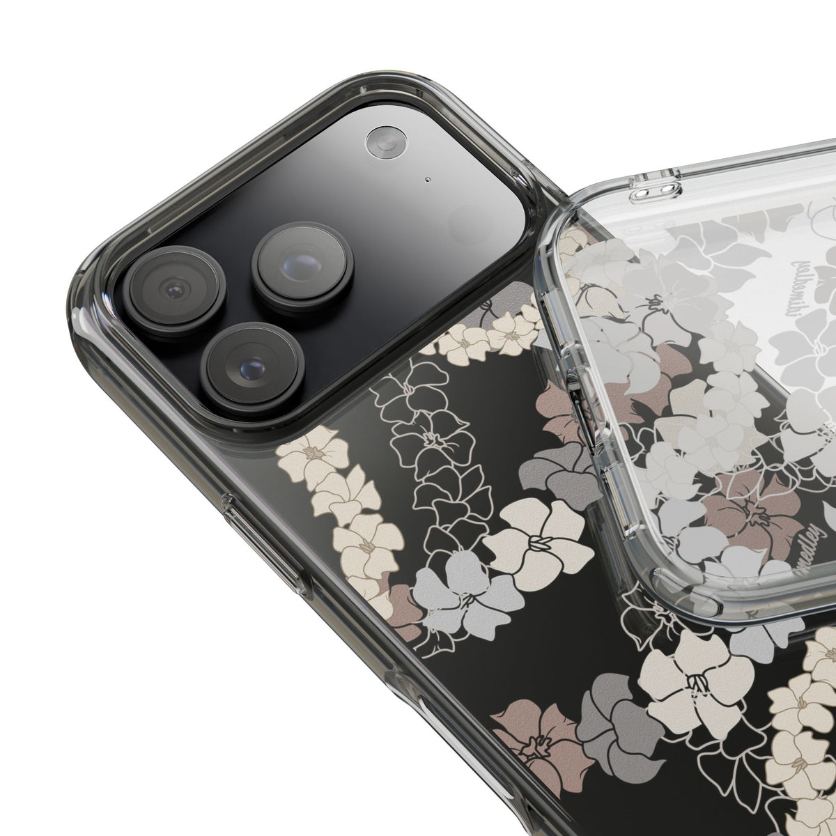 Puakenikeni En Face Flower Leis (Brown and Gray Neutrals) CLEAR Case