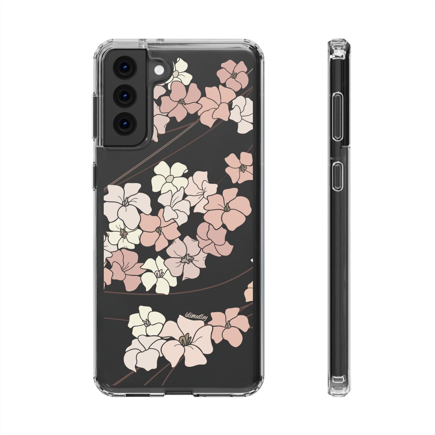 Puakenikeni En Face Flower Swirls in Peachy Pinks CLEAR Case