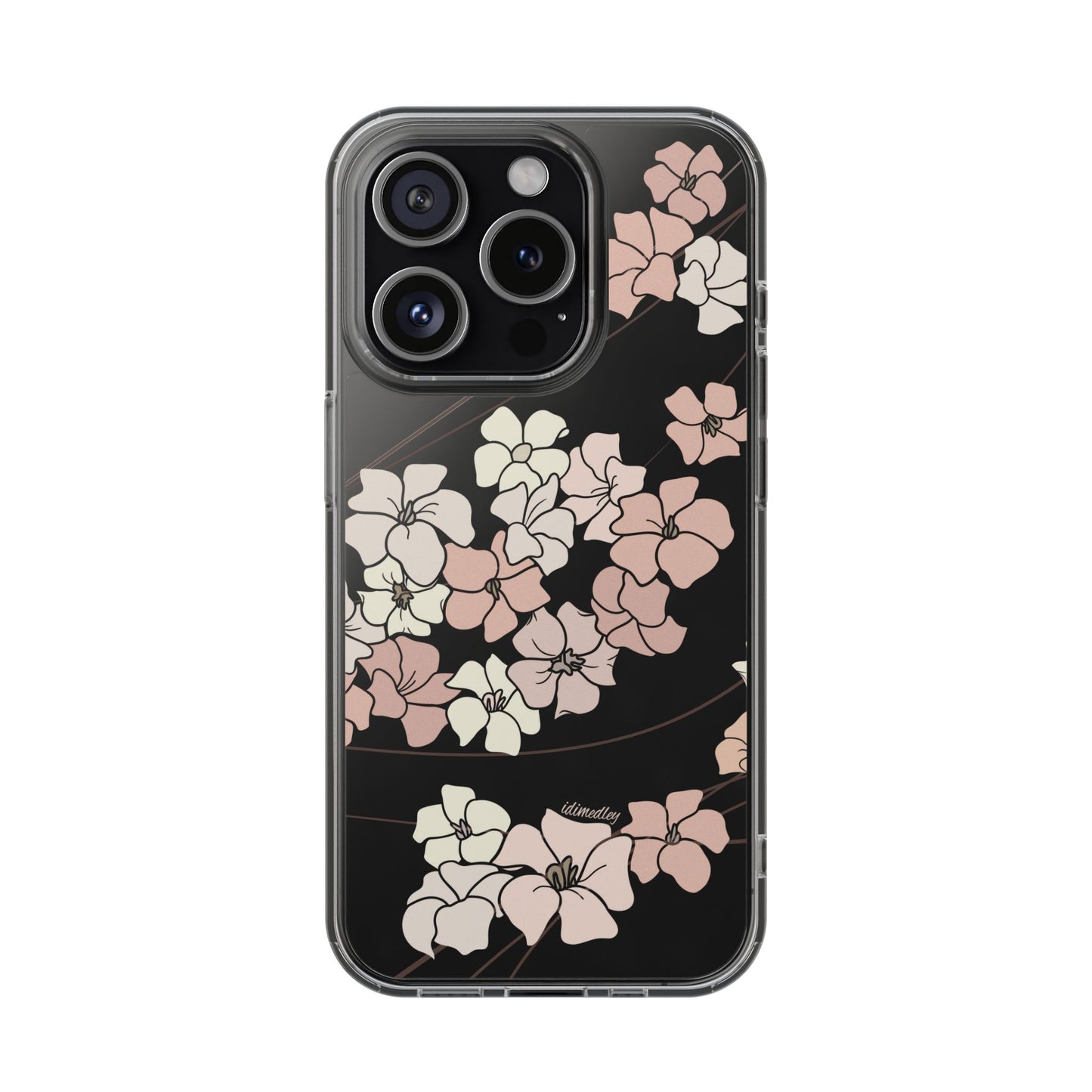 Puakenikeni En Face Flower Swirls in Peachy Pinks CLEAR Case