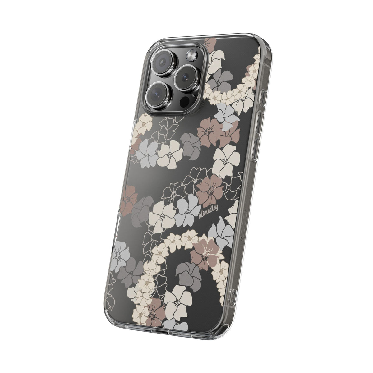 Puakenikeni En Face Flower Leis (Brown and Gray Neutrals) CLEAR Case