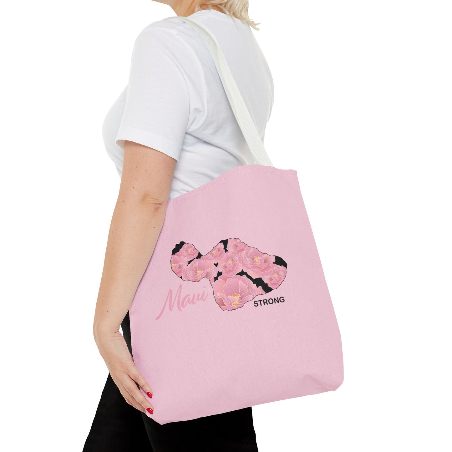 Tote bag- Maui Strong Lokelani Island Pink and Black, Proceeds Donated for Lahaina Wildfire Relief