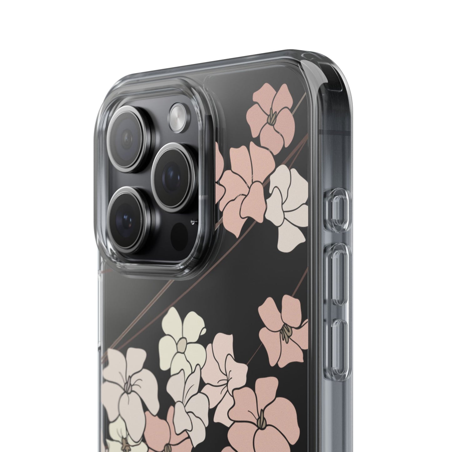 Puakenikeni En Face Flower Swirls in Peachy Pinks CLEAR Case