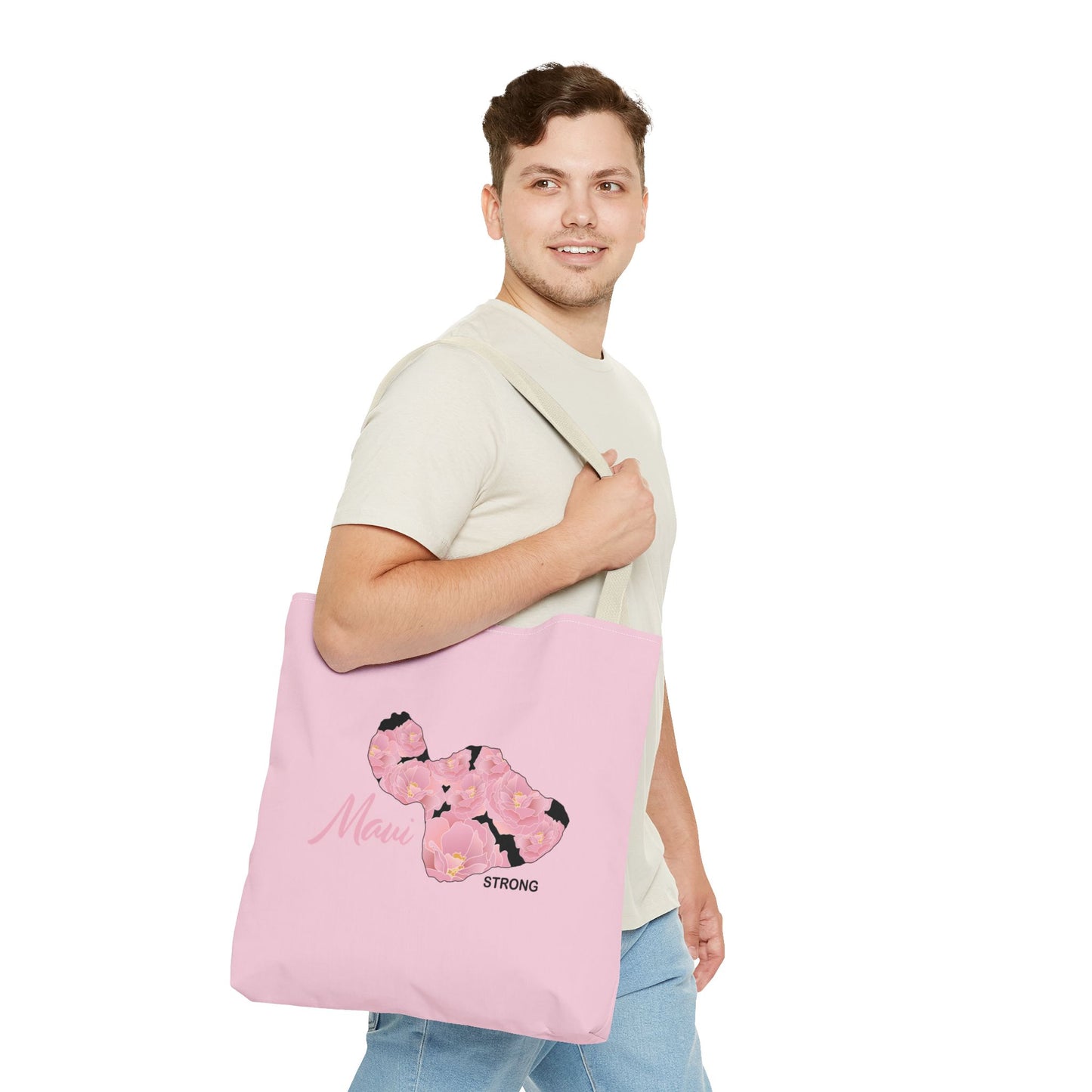 Tote bag- Maui Strong Lokelani Island Pink and Black, Proceeds Donated for Lahaina Wildfire Relief