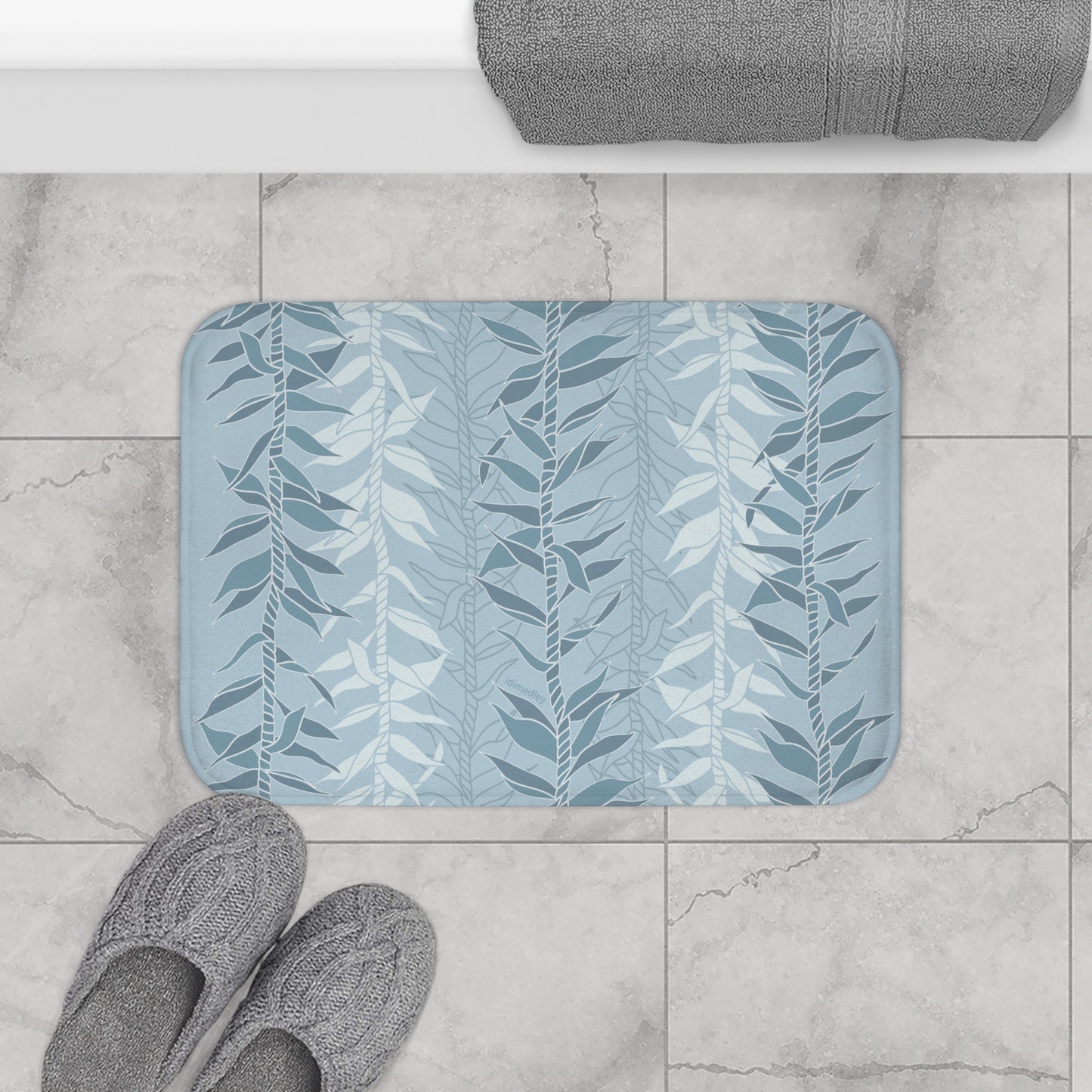 Bath Mat- Ti Leaf Lucky Leis (Steel Blue)