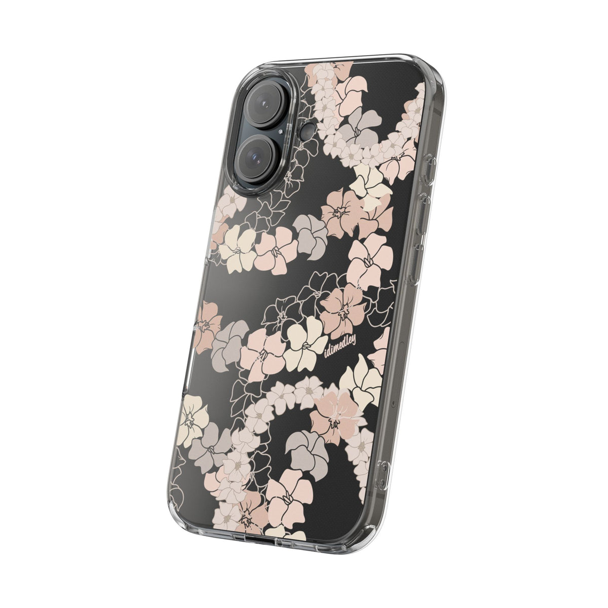 Puakenikeni En Face Flower Leis (Peachy Pinks) CLEAR Case