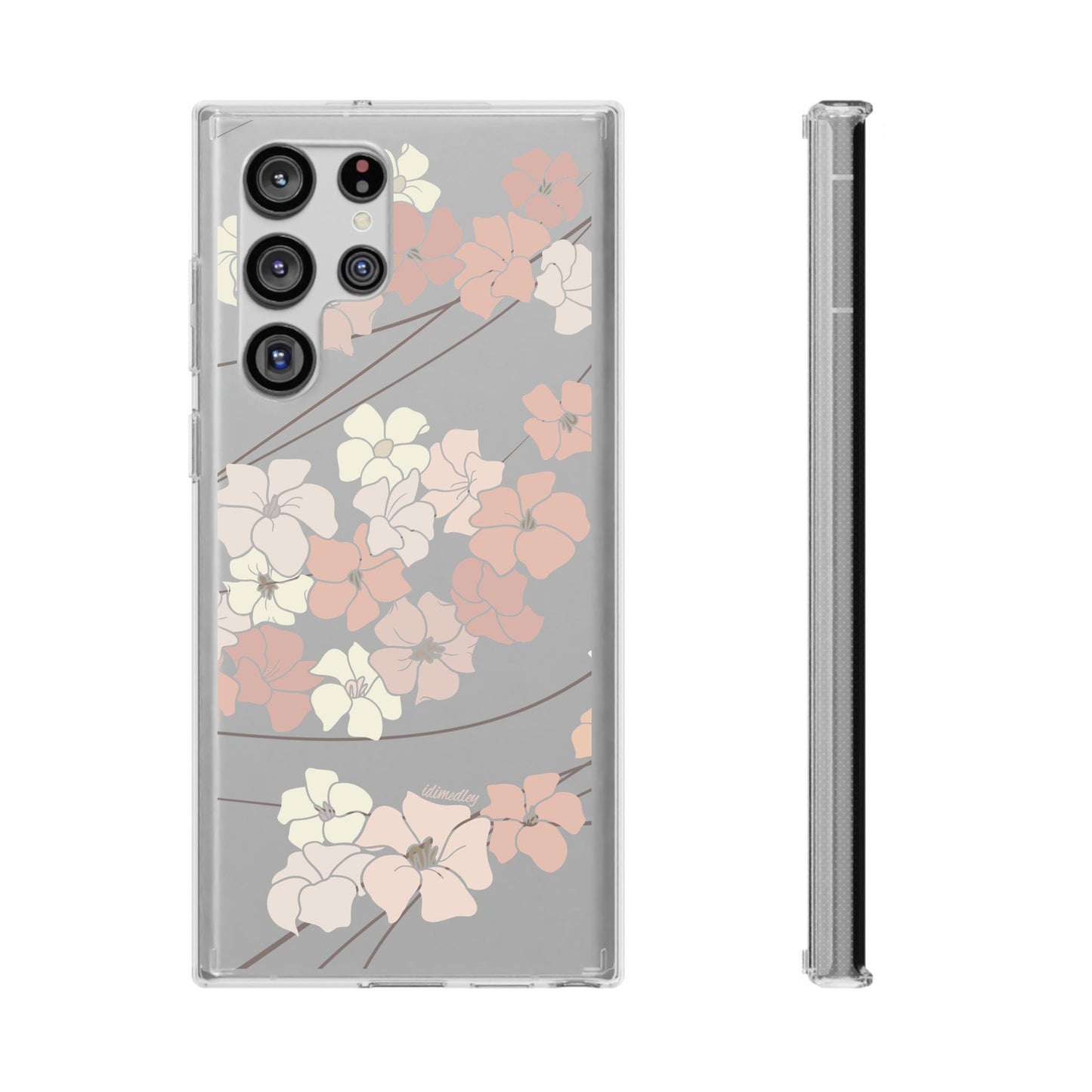 Puakenikeni En Face Flower Swirls in Peachy Pinks CLEAR Case