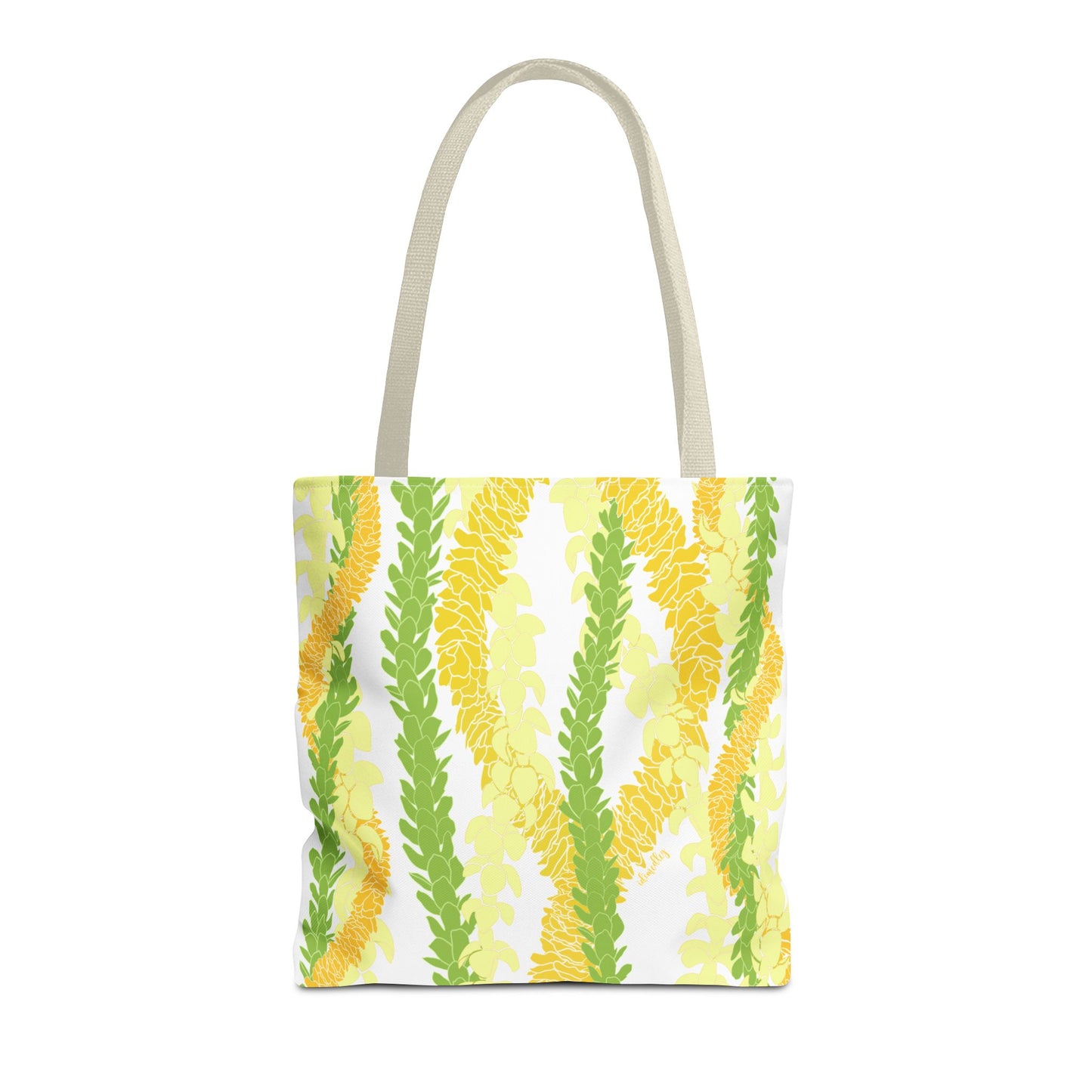 Tote bag- Triple Strand Puakenikeni, Pakalana and Ilima Leis, White