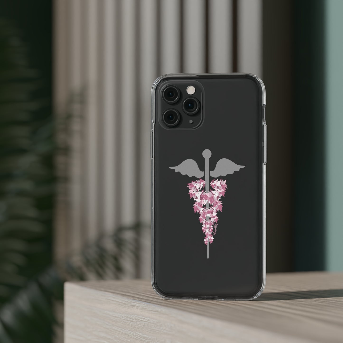 Caduceus Medical Symbol with Pink Maile Lei CLEAR Case