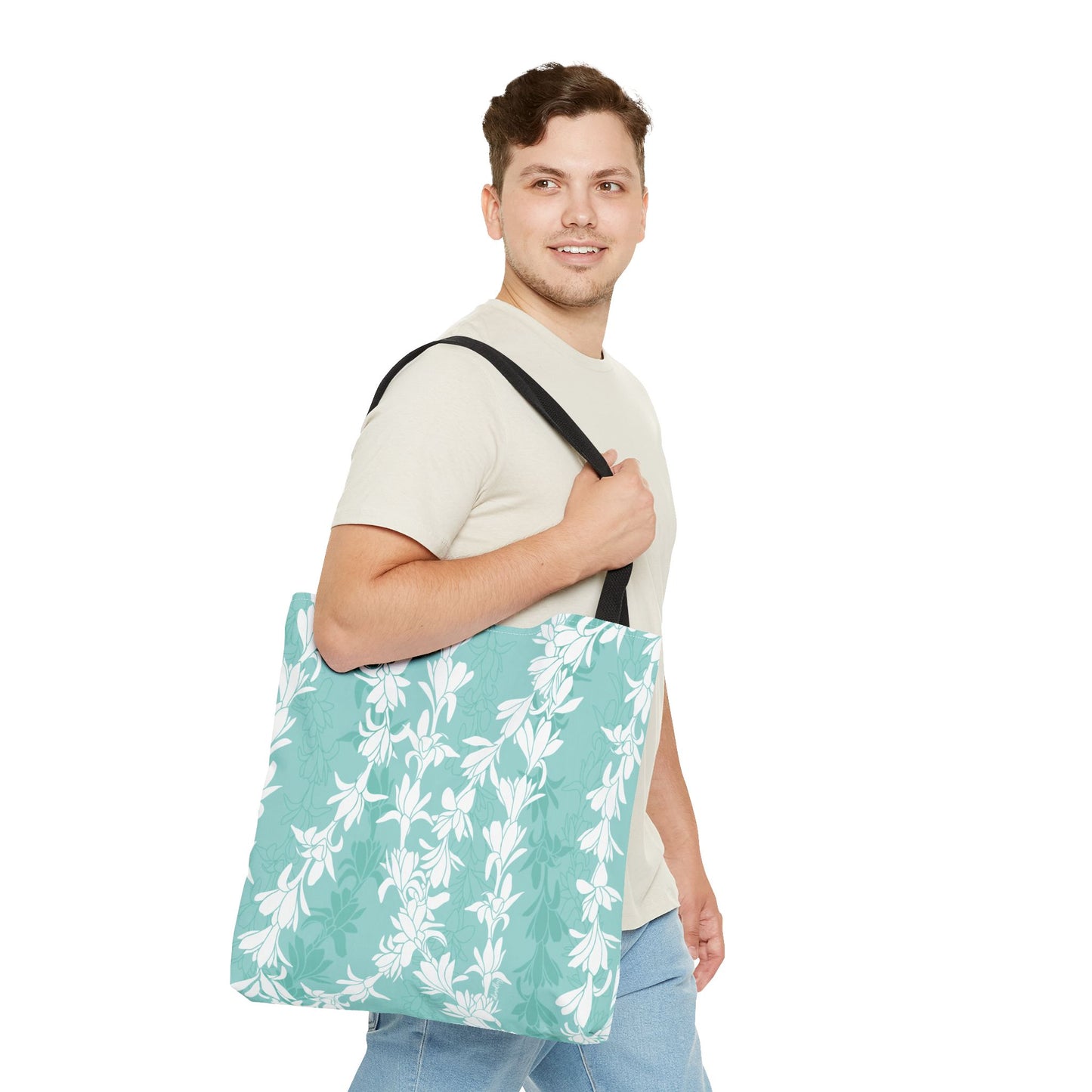 Tote bag- Tuberoses for Nohea (Seafoam)