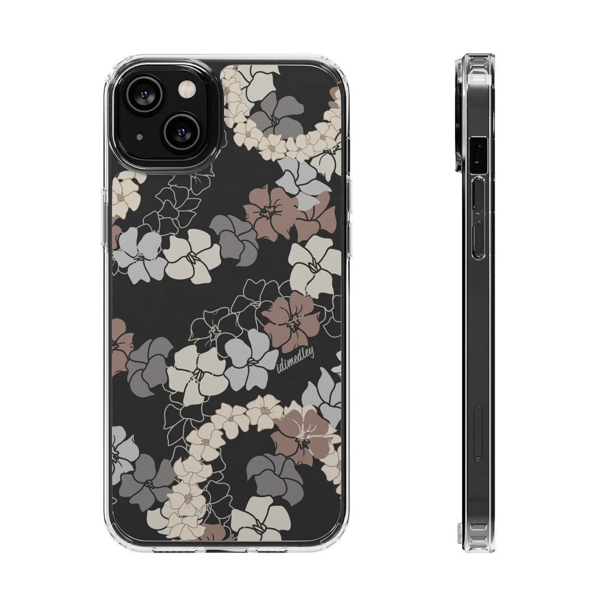 Puakenikeni En Face Flower Leis (Brown and Gray Neutrals) CLEAR Case