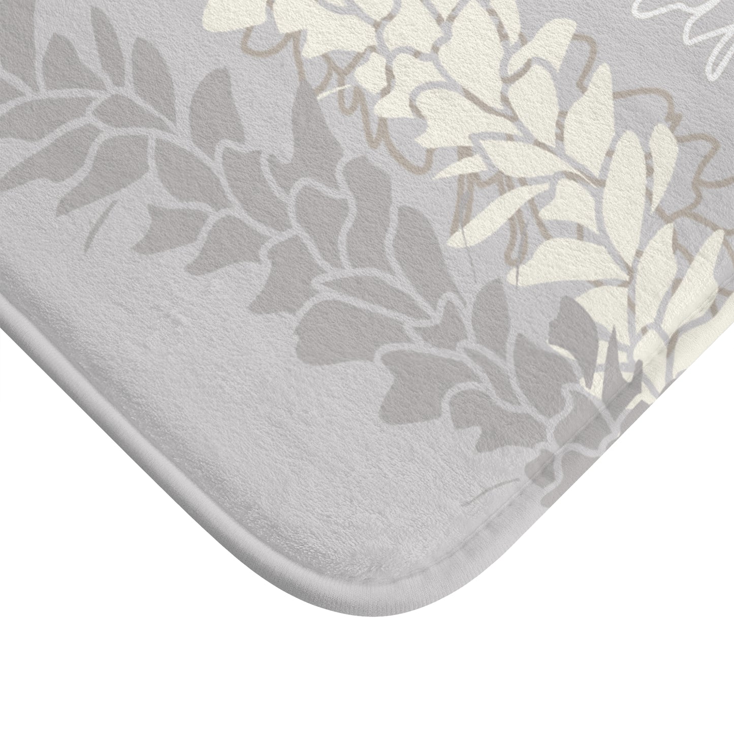 Bath Mat- White Ginger Kisses in Gray