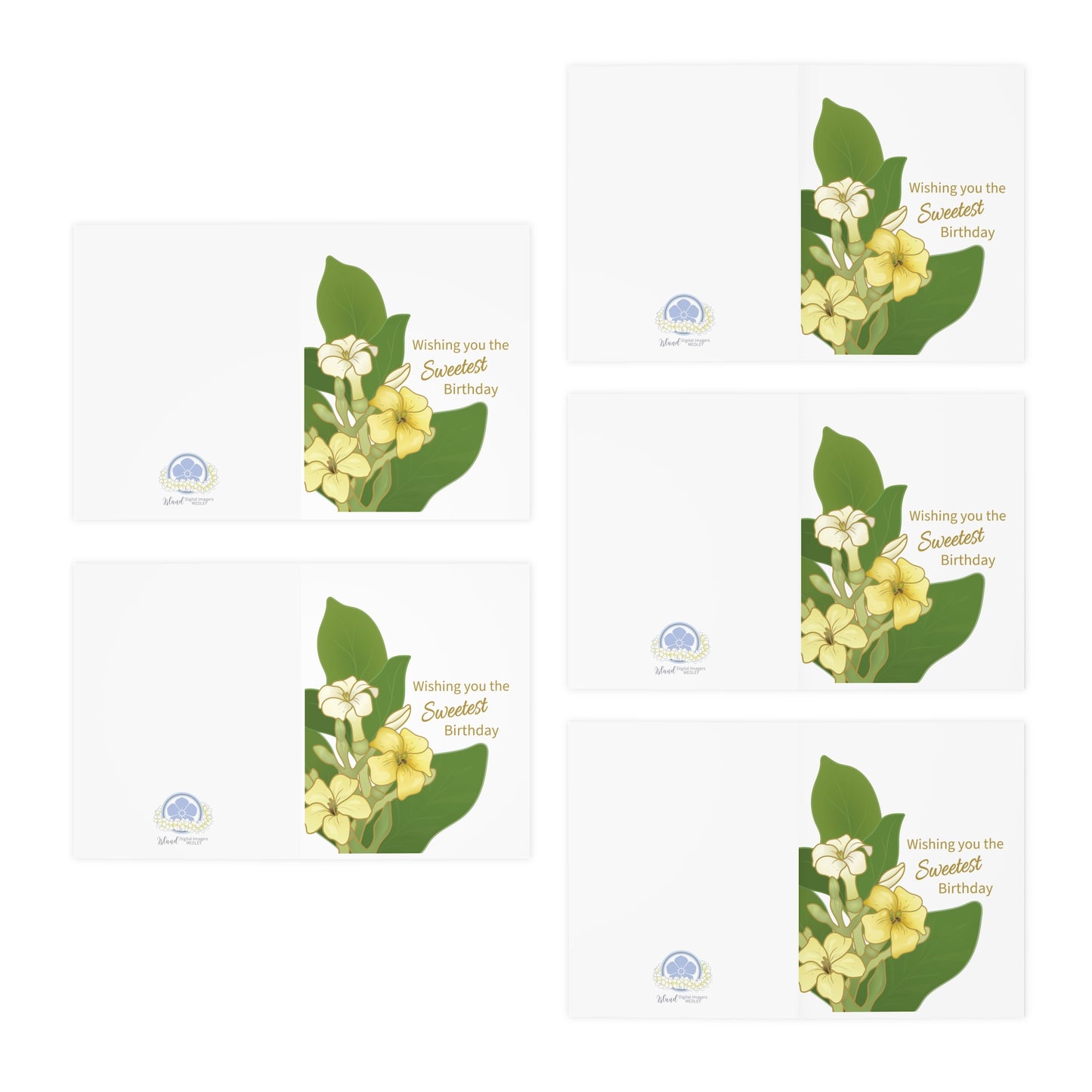 Greeting Cards (5 Pack)- Puakenikeni Flowers Wishing You the Sweetest Birthday