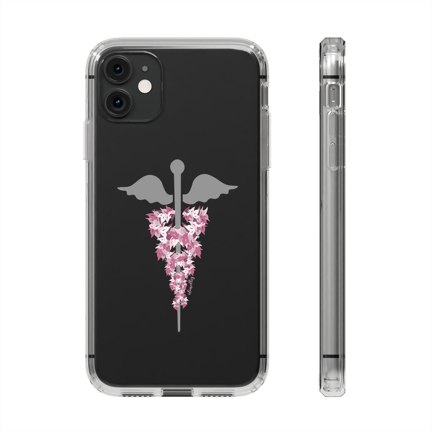 Caduceus Medical Symbol with Pink Maile Lei CLEAR Case