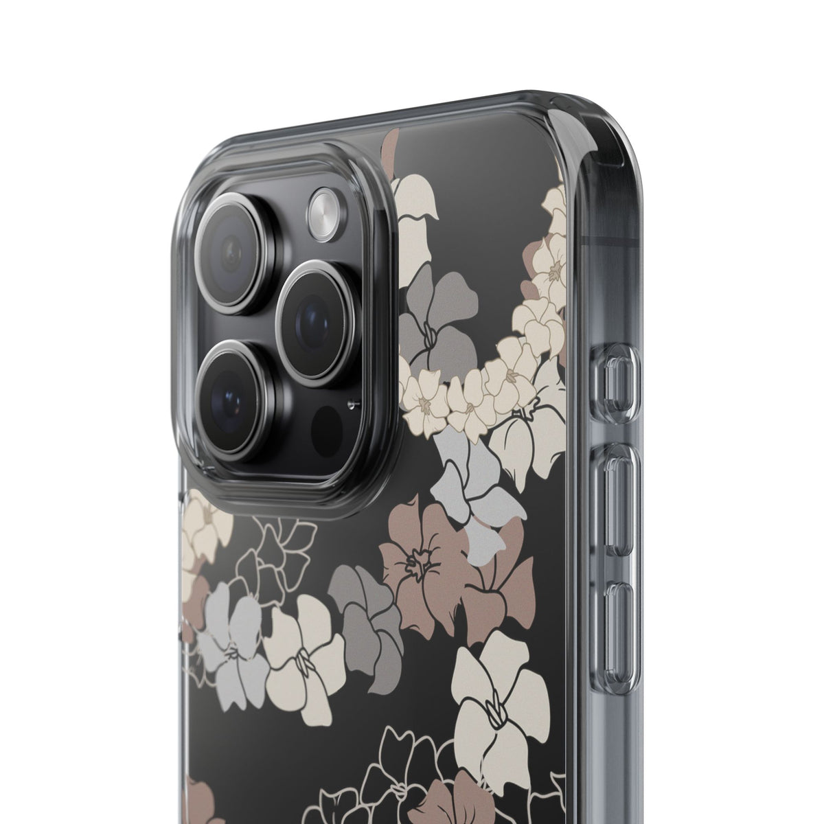 Puakenikeni En Face Flower Leis (Brown and Gray Neutrals) CLEAR Case