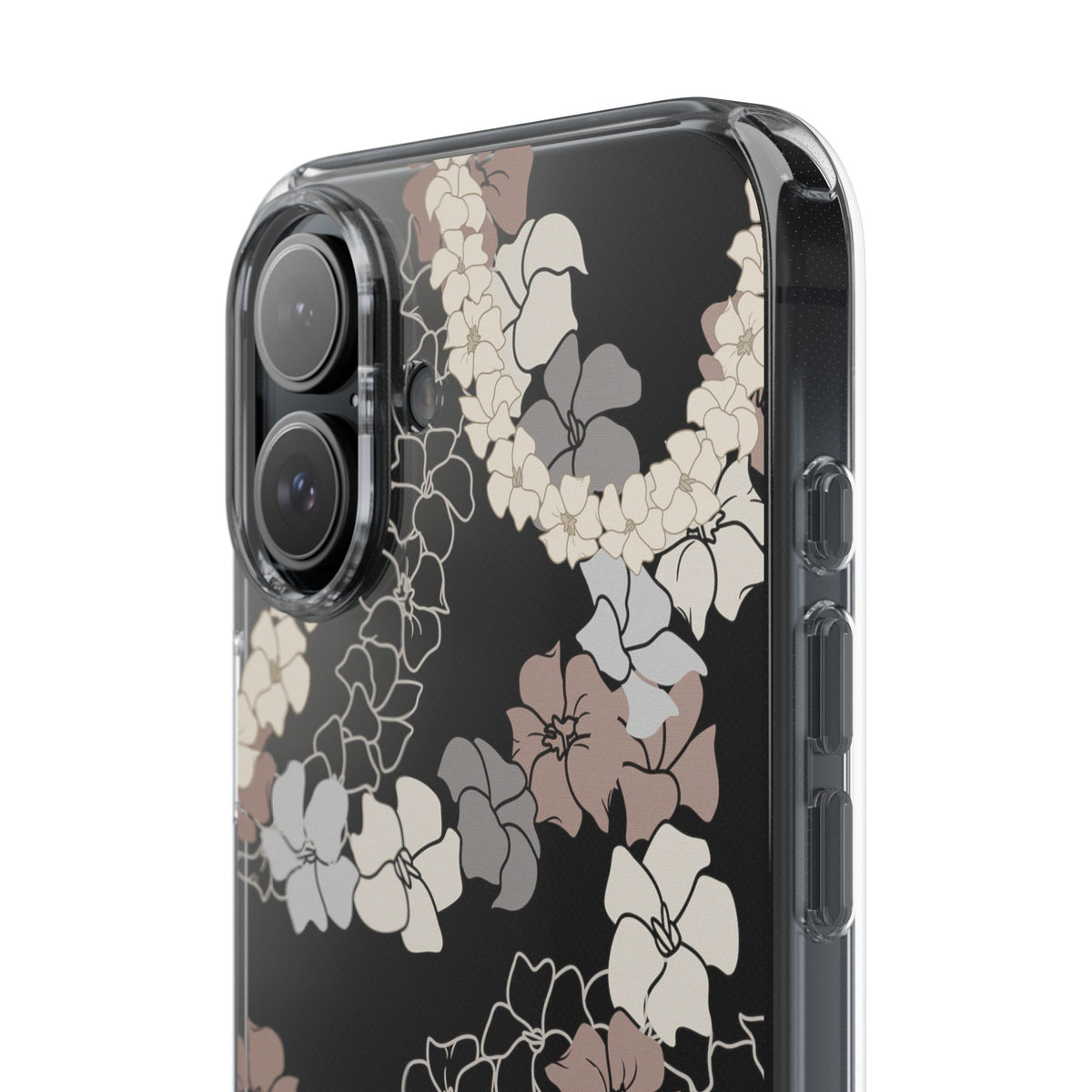 Puakenikeni En Face Flower Leis (Brown and Gray Neutrals) CLEAR Case