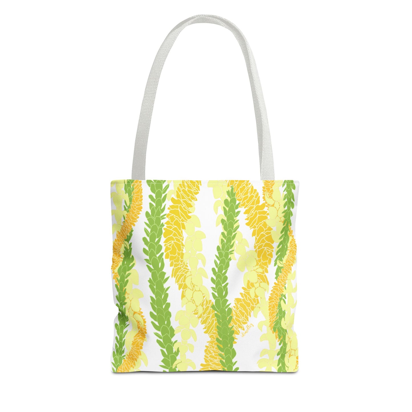 Tote bag- Triple Strand Puakenikeni, Pakalana and Ilima Leis, White