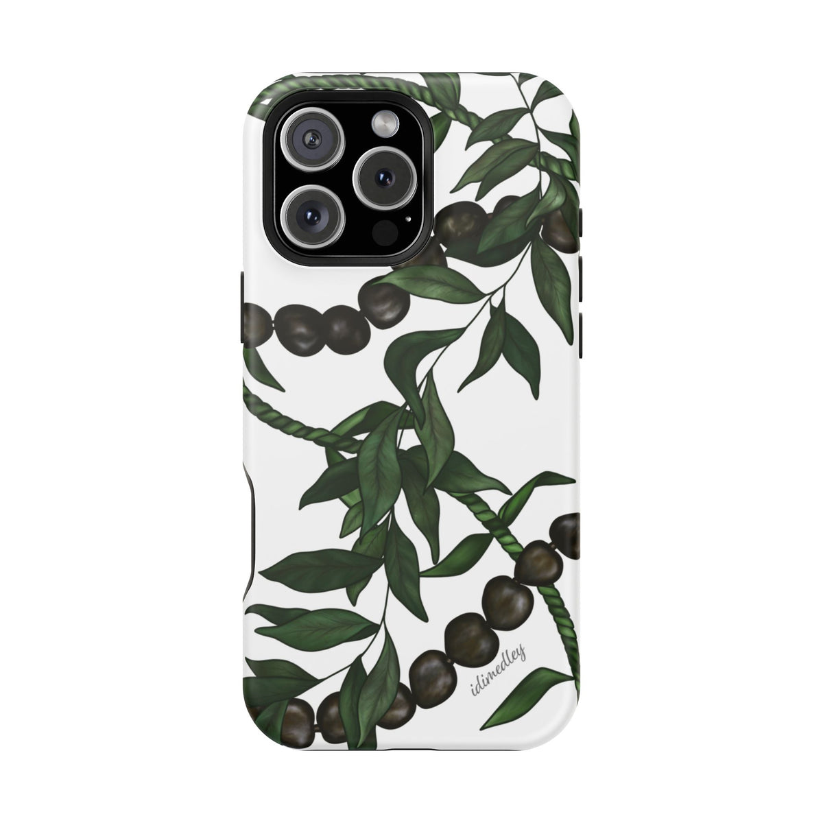 Kukui Nut, Maile, Ti Leaf Lei (White), MAGSAFE