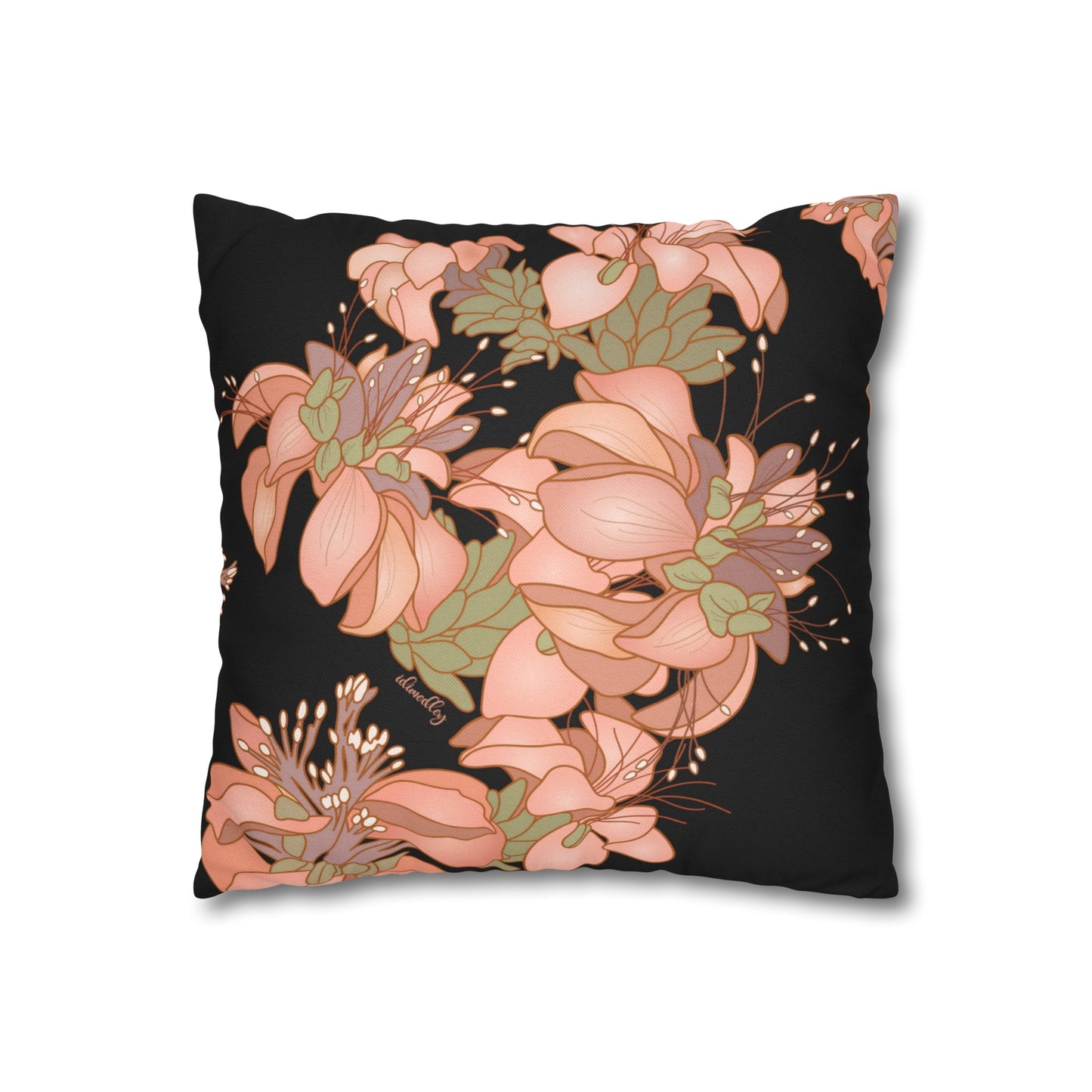 Pillow Case- Wili Wili Hawaiian Flower in Black