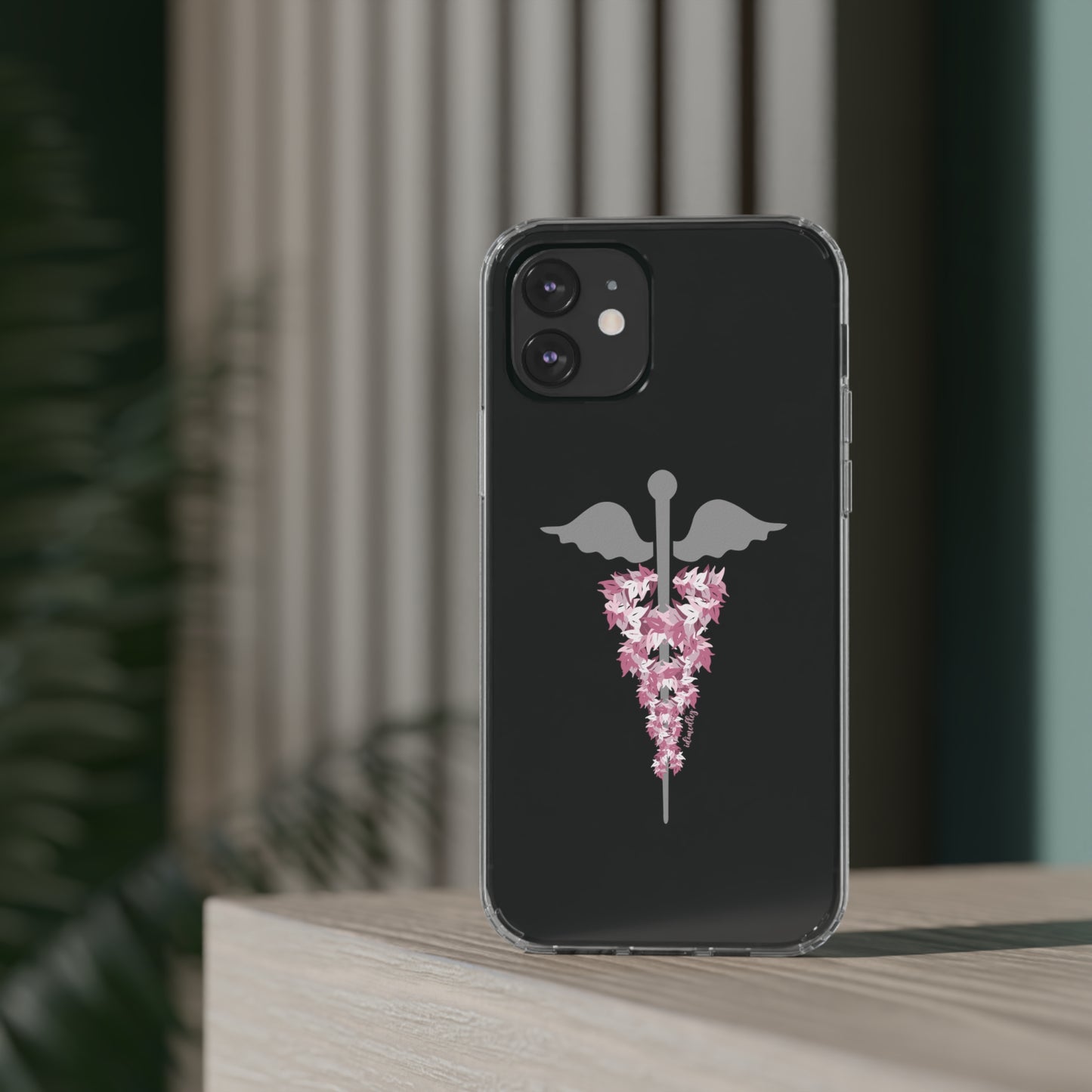 Caduceus Medical Symbol with Pink Maile Lei CLEAR Case