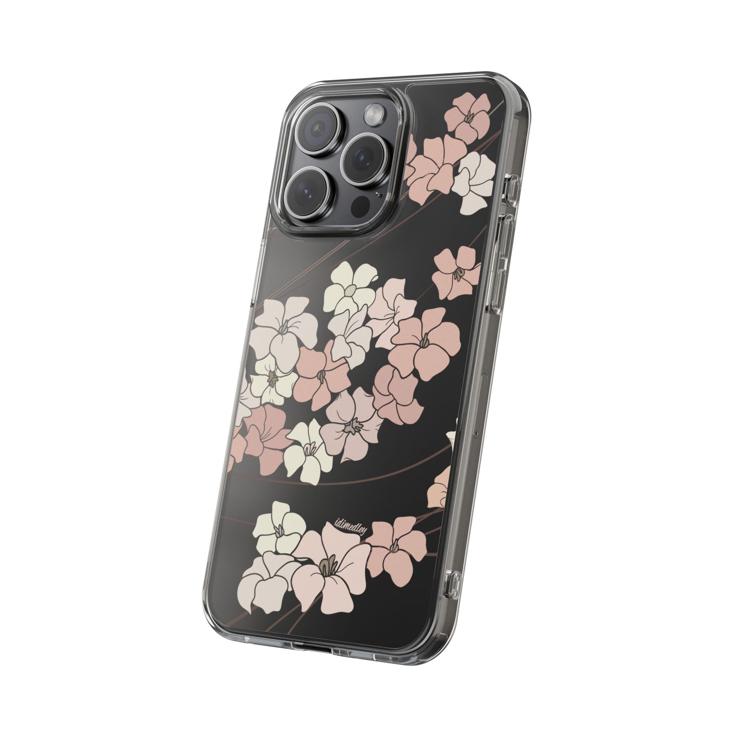 Puakenikeni En Face Flower Swirls in Peachy Pinks CLEAR Case