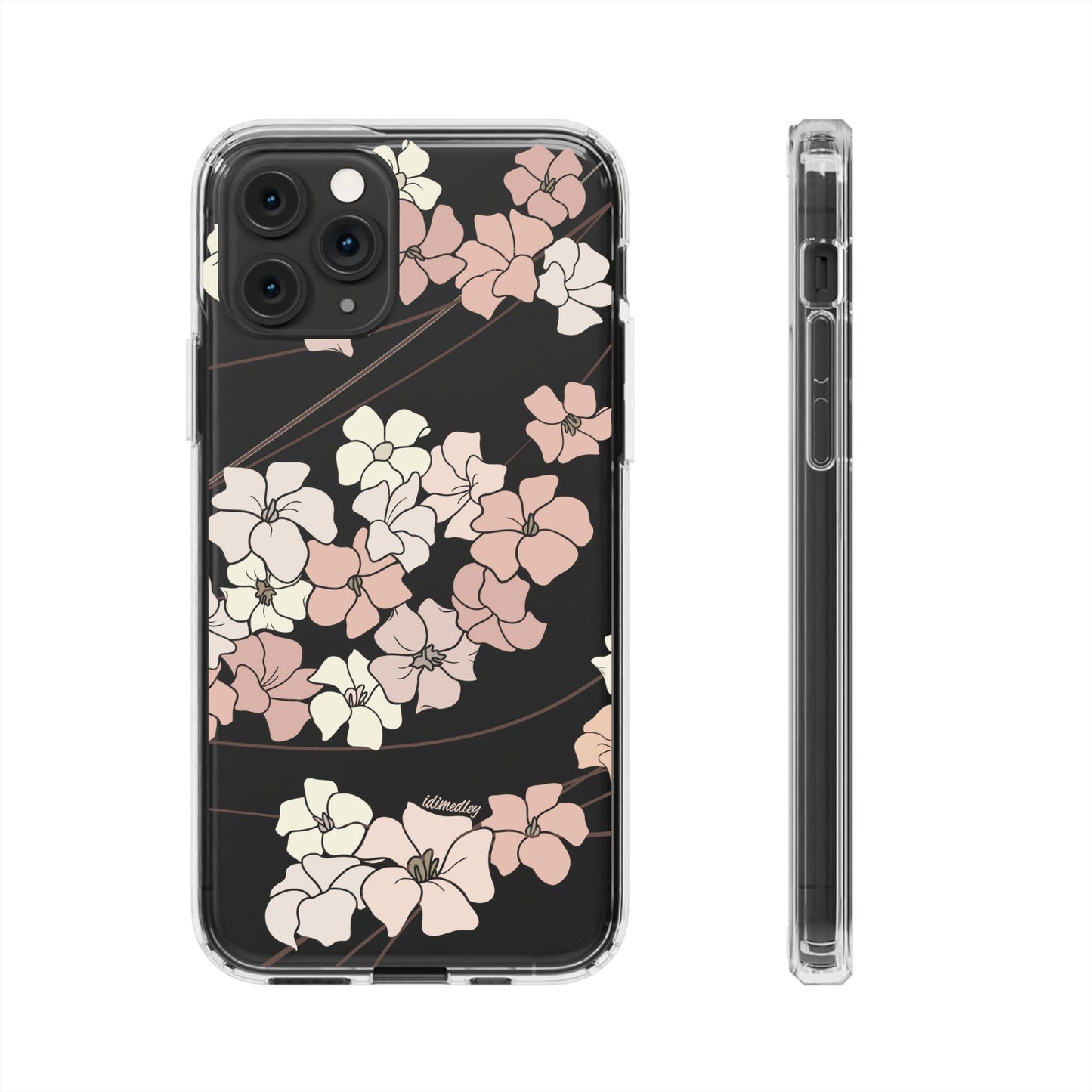 Puakenikeni En Face Flower Swirls in Peachy Pinks CLEAR Case