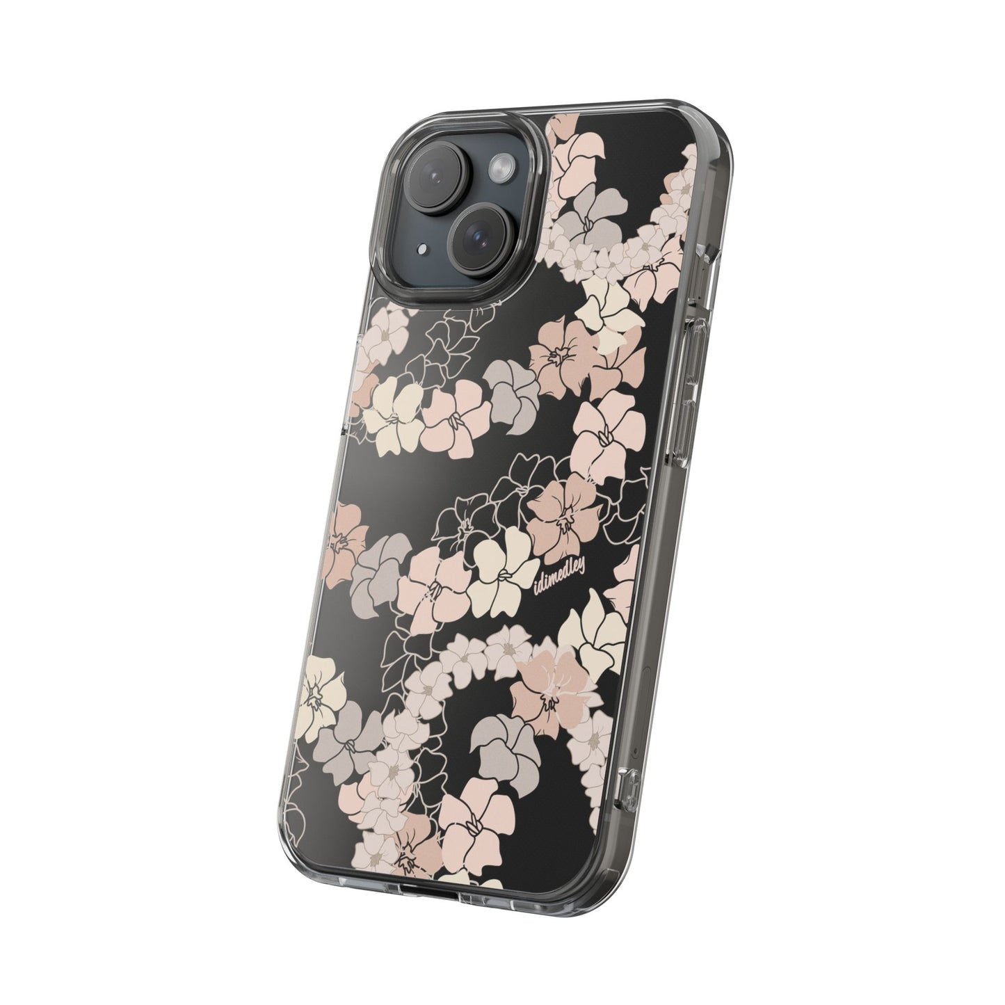 Puakenikeni En Face Flower Leis (Peachy Pinks) CLEAR Case