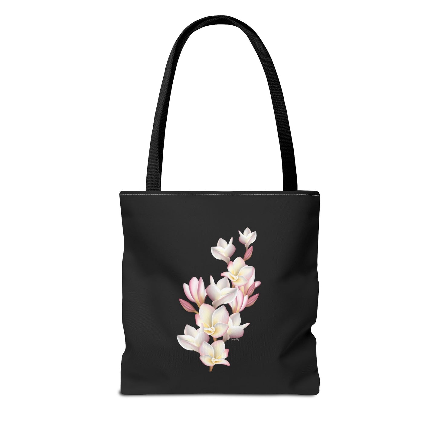 Tote bag- Plumeria Clusters Pink Lemonade (Black)