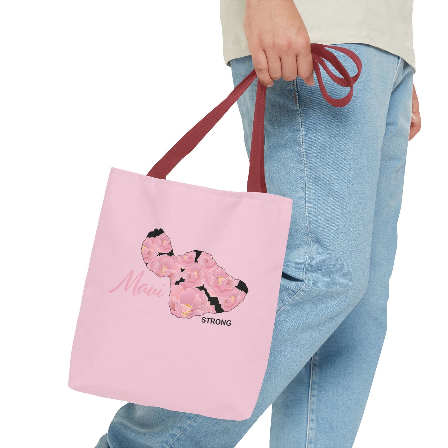 Tote bag- Maui Strong Lokelani Island Pink and Black, Proceeds Donated for Lahaina Wildfire Relief