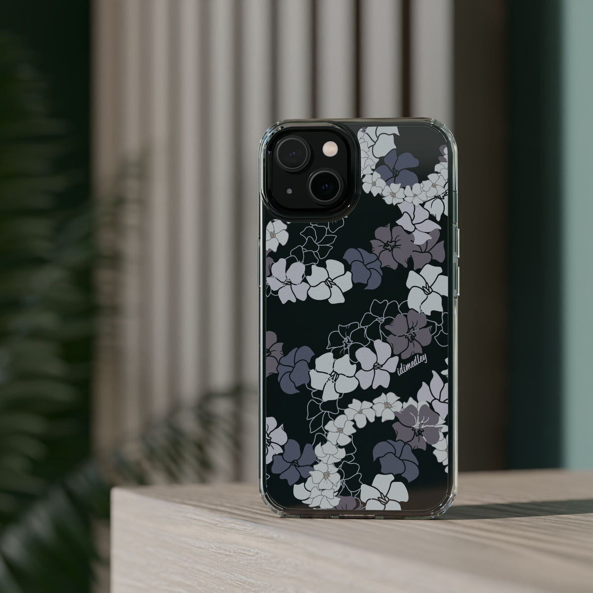 Puakenikeni En Face Flower Leis (Blue and Purple) CLEAR Case