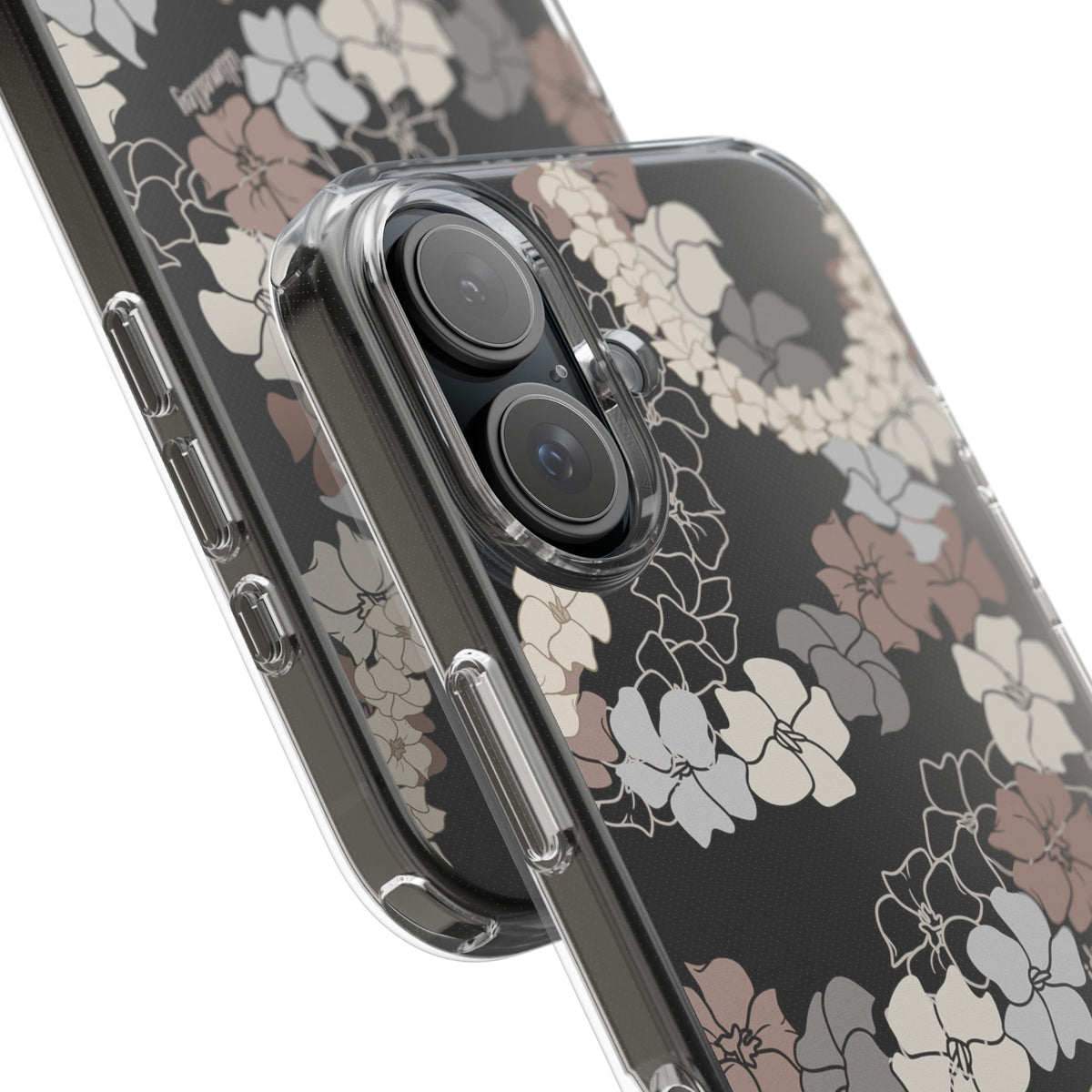Puakenikeni En Face Flower Leis (Brown and Gray Neutrals) CLEAR Case