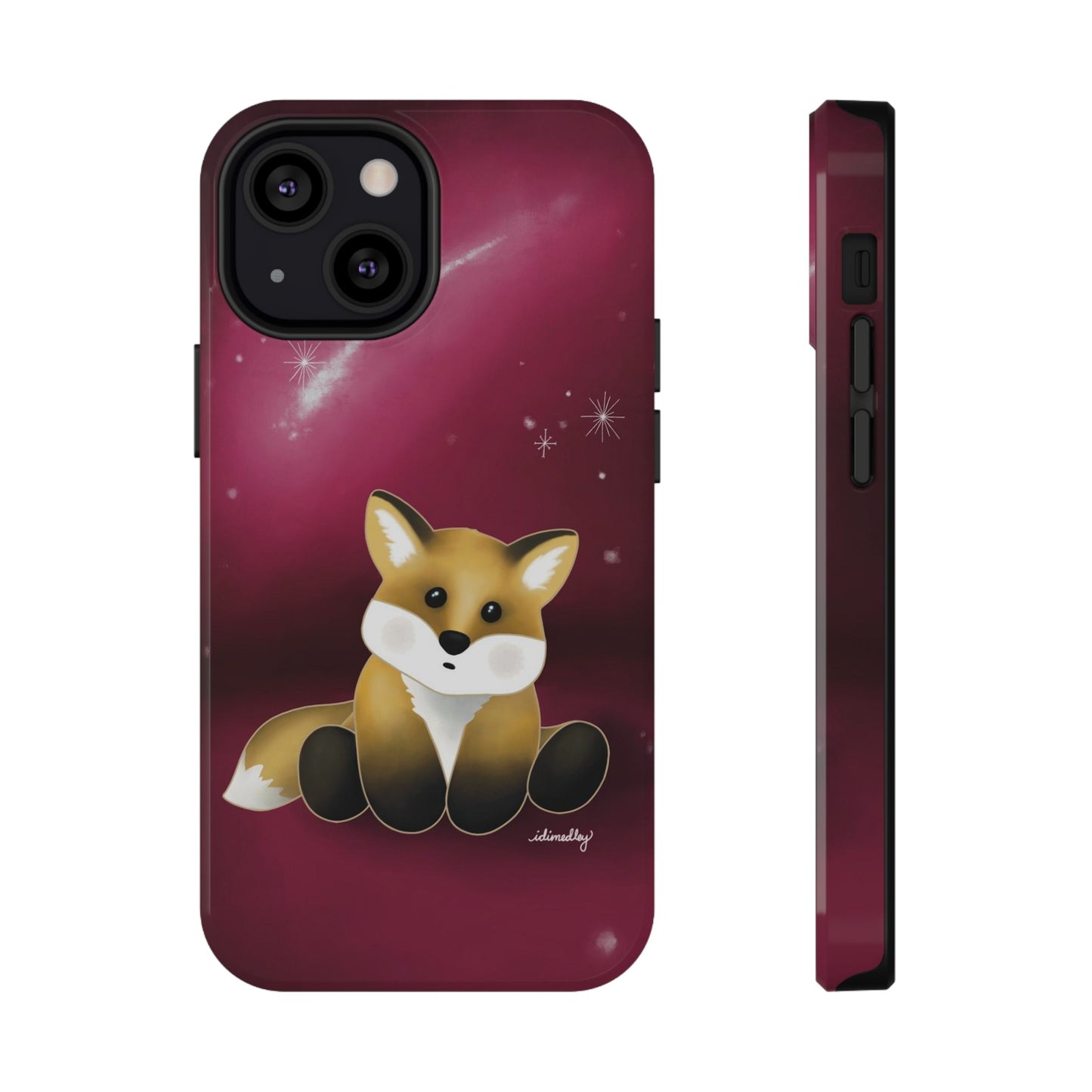 Fox in Magenta Starry Night Skies