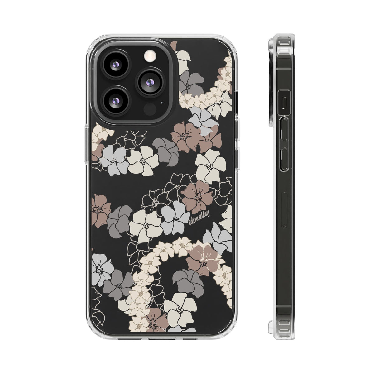 Puakenikeni En Face Flower Leis (Brown and Gray Neutrals) CLEAR Case