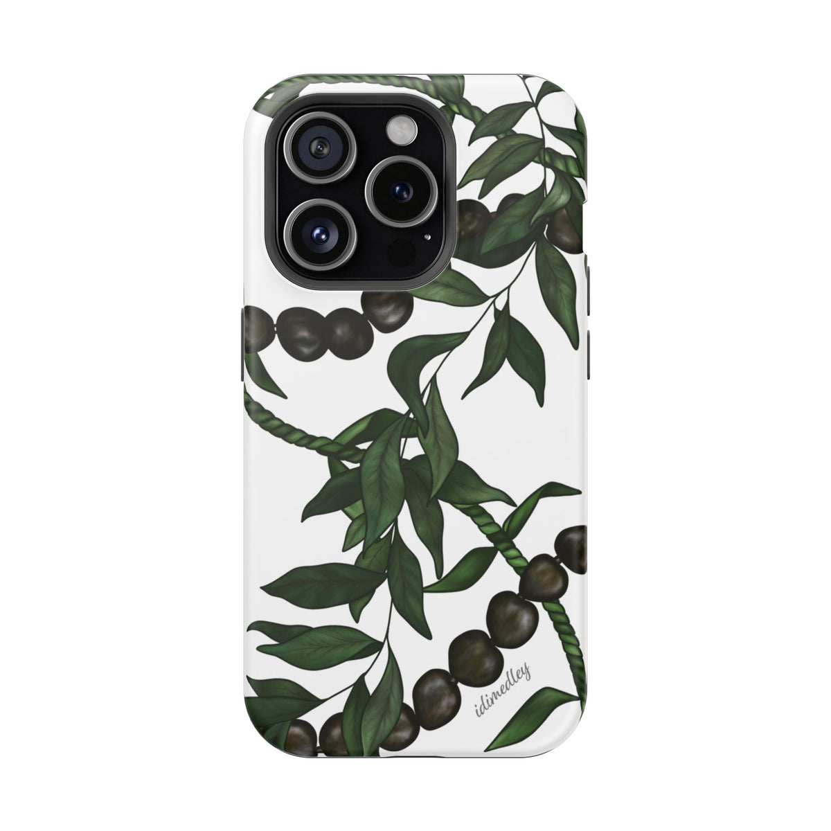 Kukui Nut, Maile, Ti Leaf Lei (White), MAGSAFE