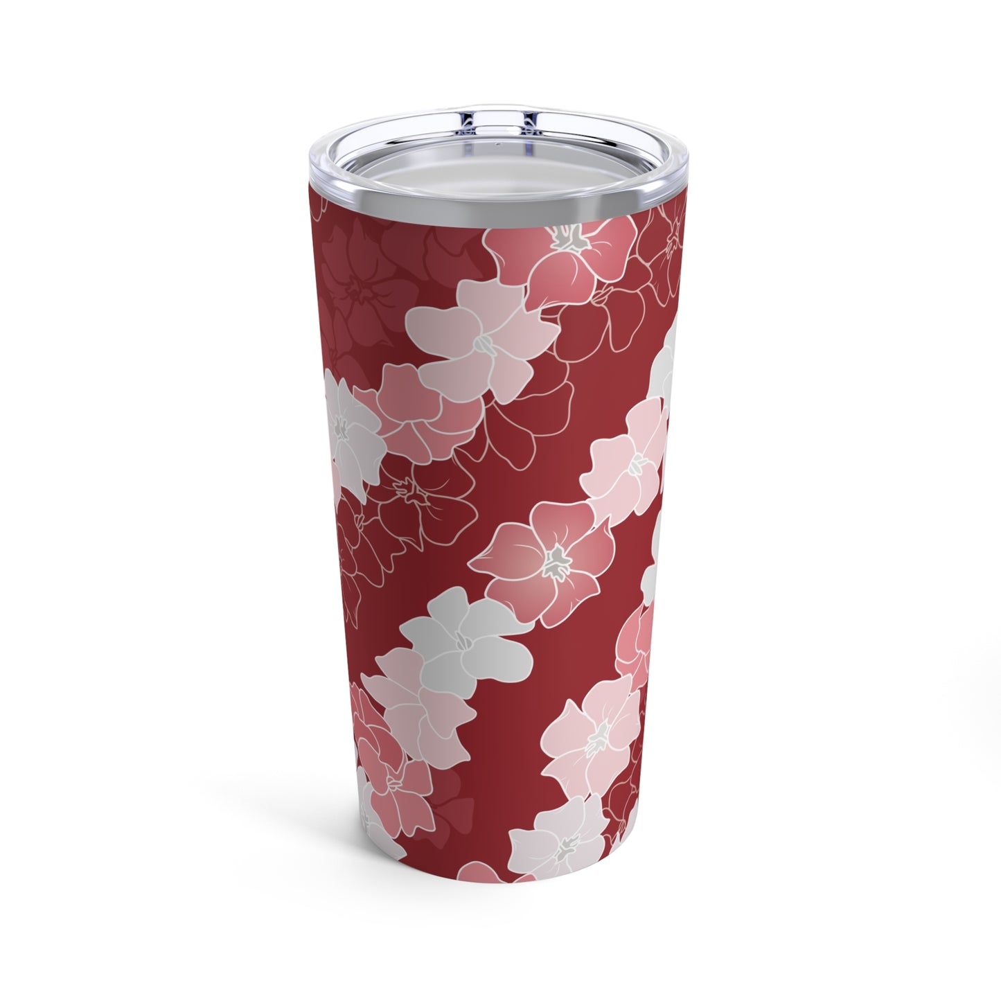 Tumbler 20oz- Puakenikeni En Face Flower Leis (Christmas Red White and Pink)