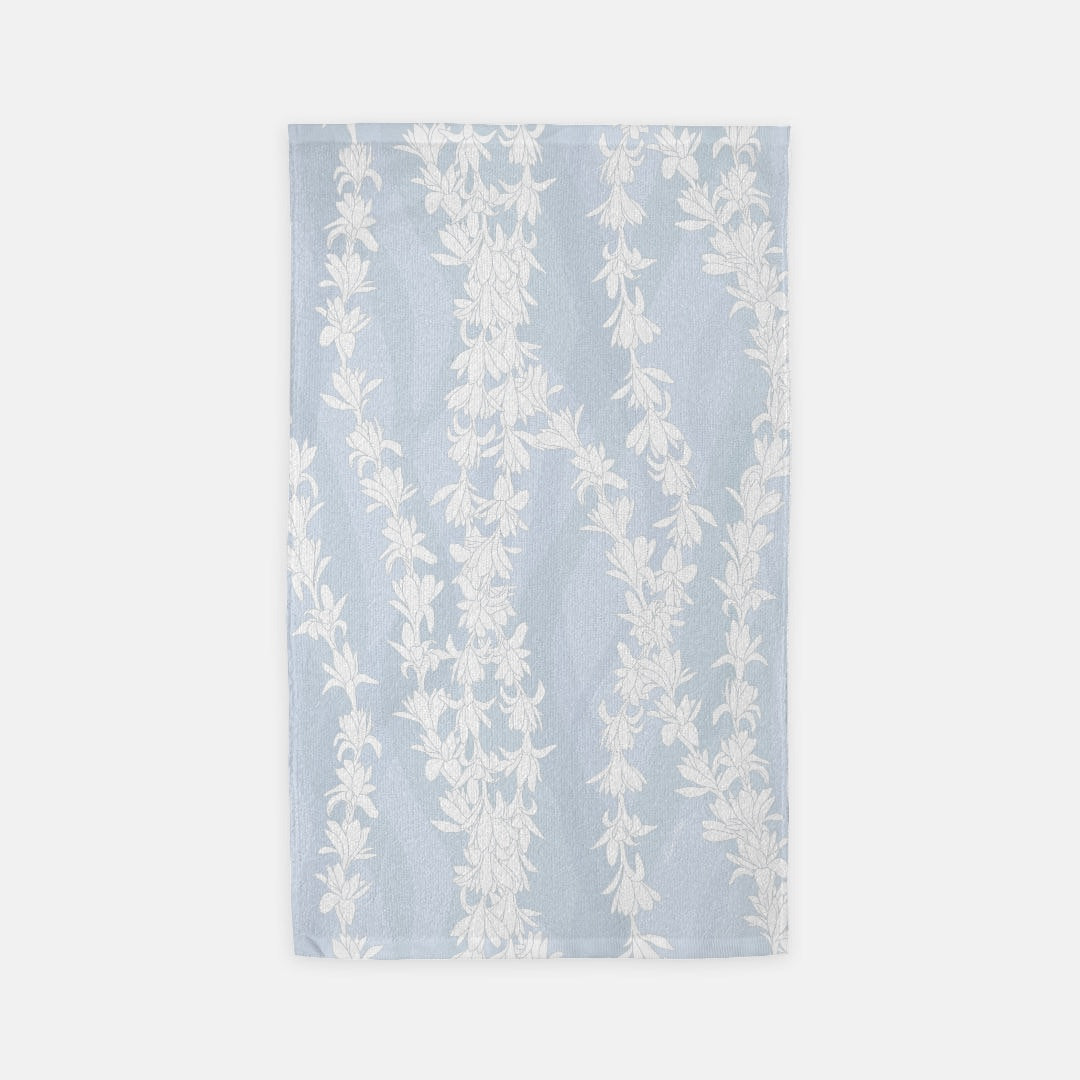 Microfiber Terry Dish or Hand Towel- Tuberose Cascades in Light Blue